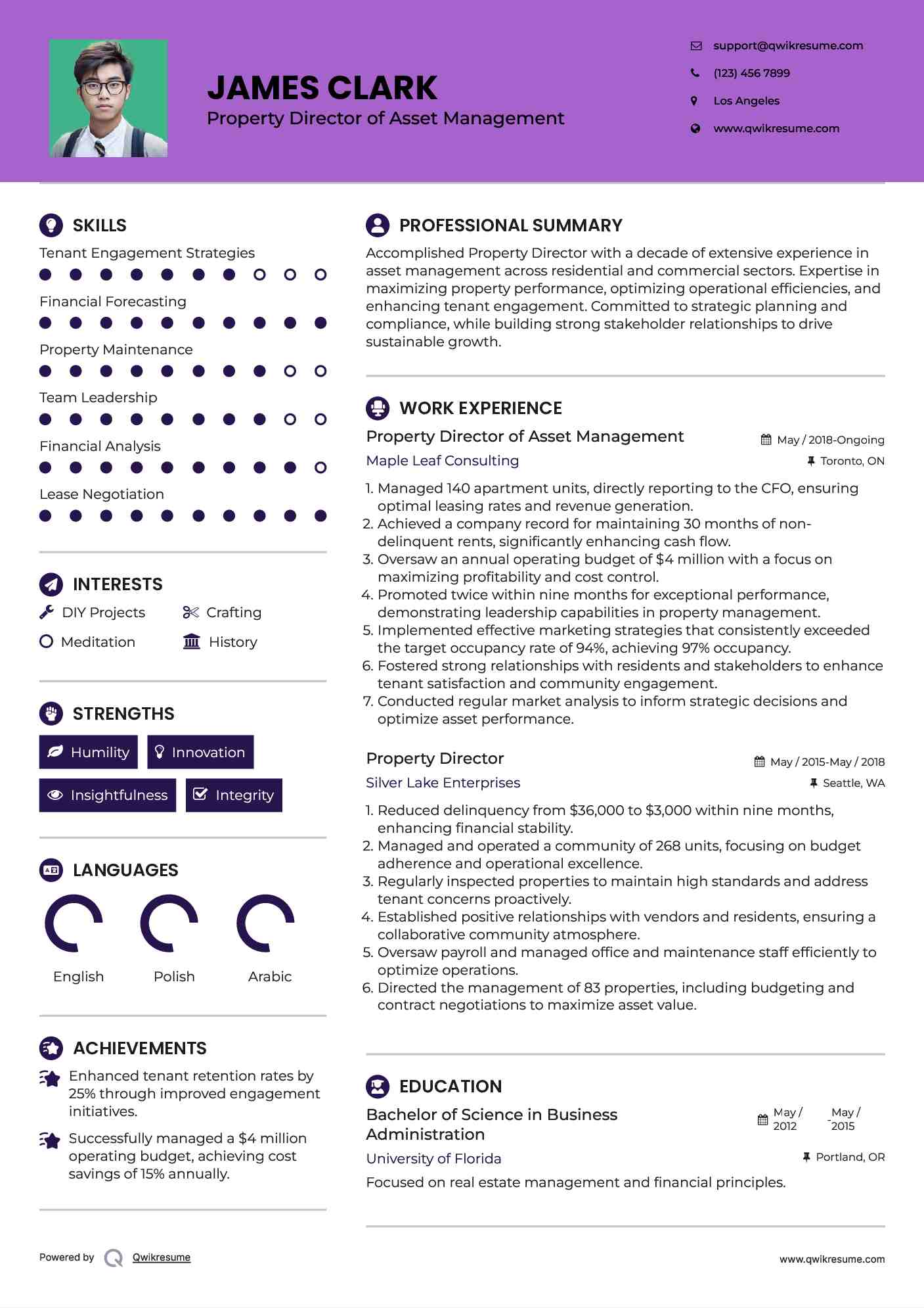 Property Director of Asset Management Resume Format