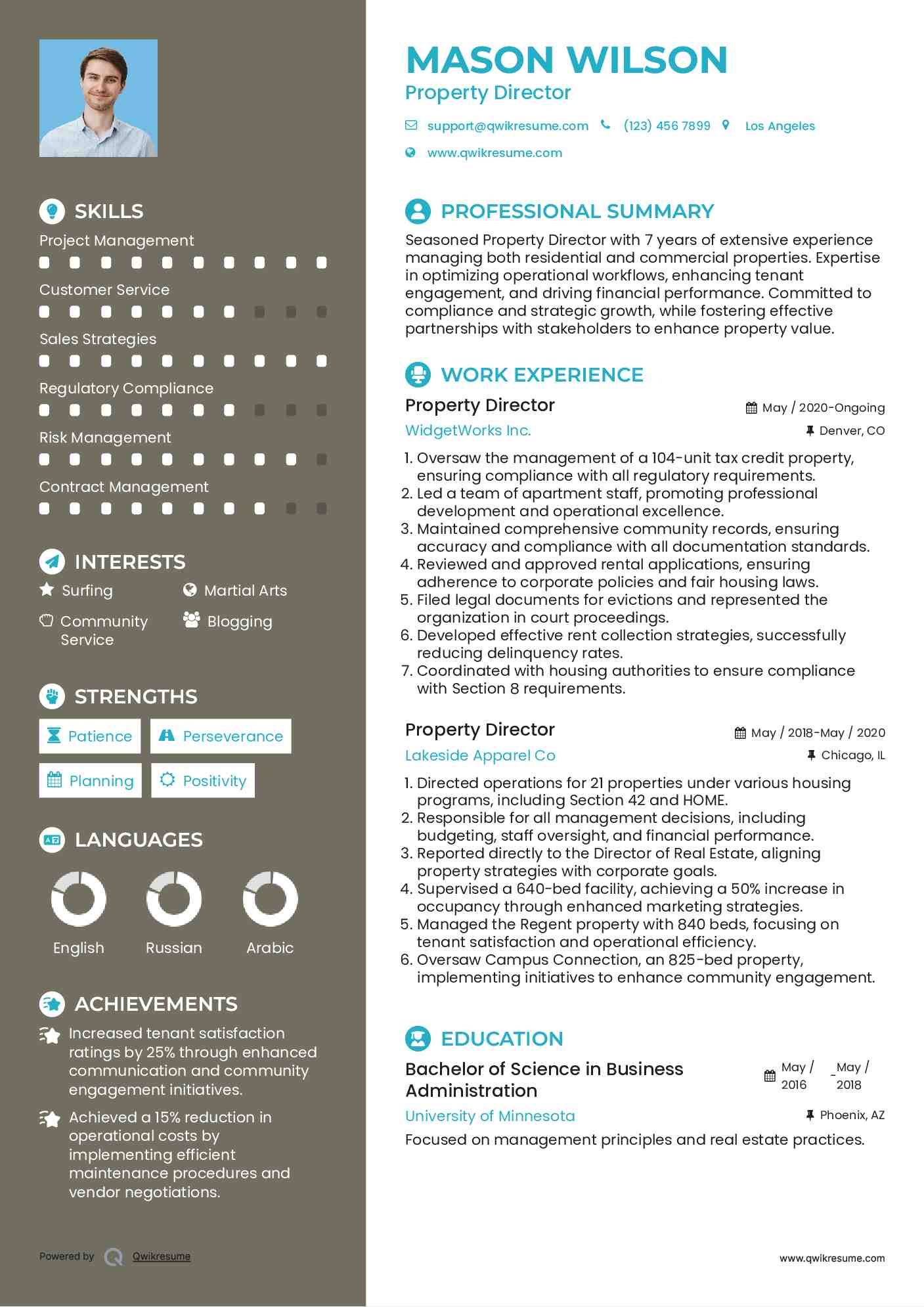 Property Director Resume Example