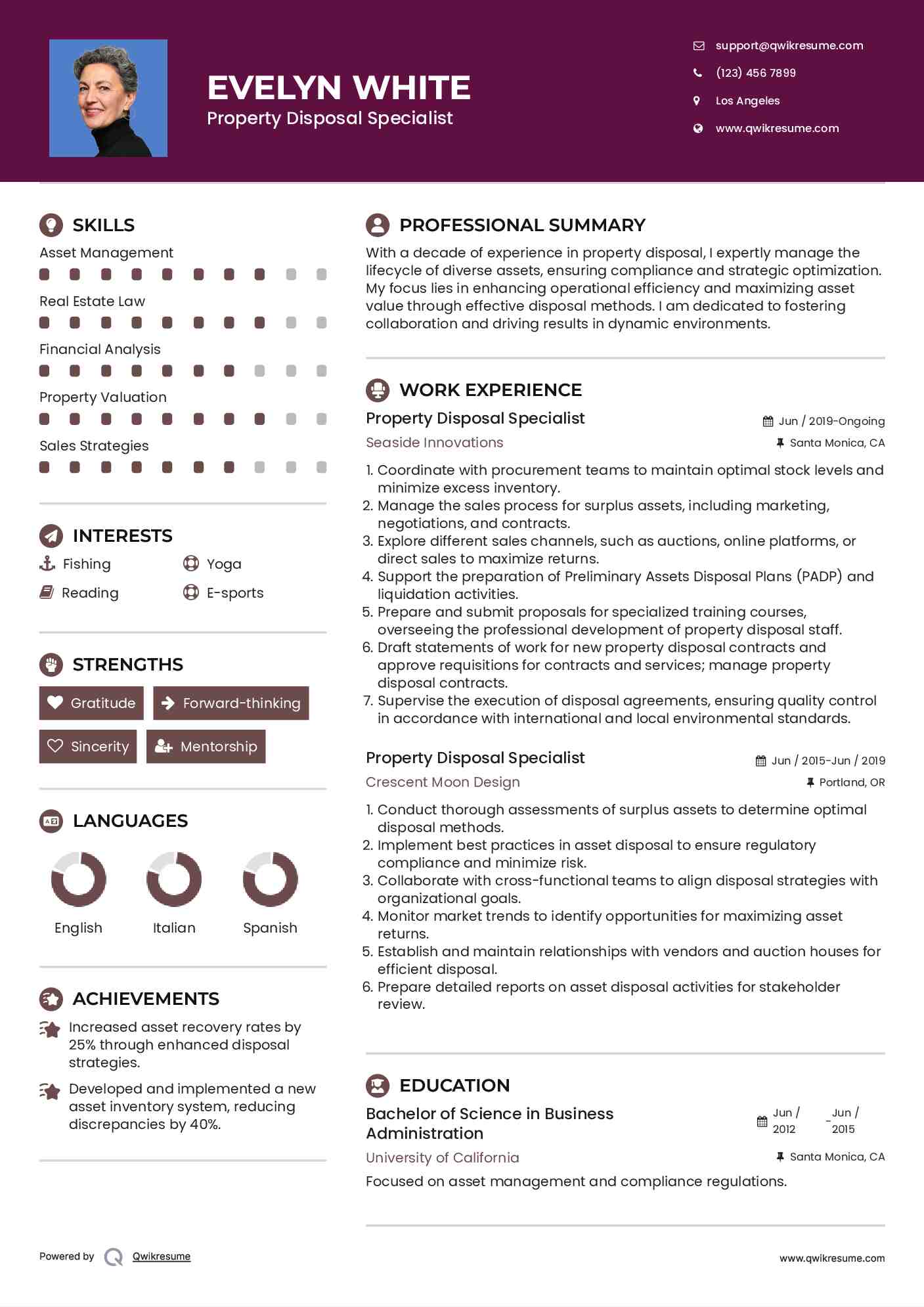 Property Disposal Specialist Resume Format