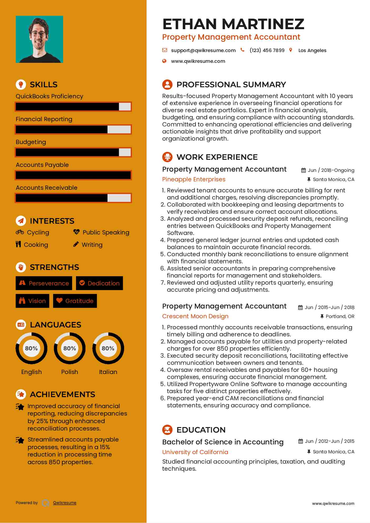 Property Management Accountant Resume Model