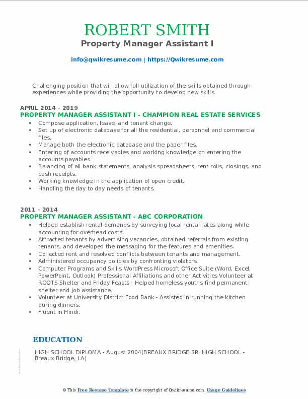 Property Manager Assistant Resume - Property Manager Assistant 1577526541 Pdf 