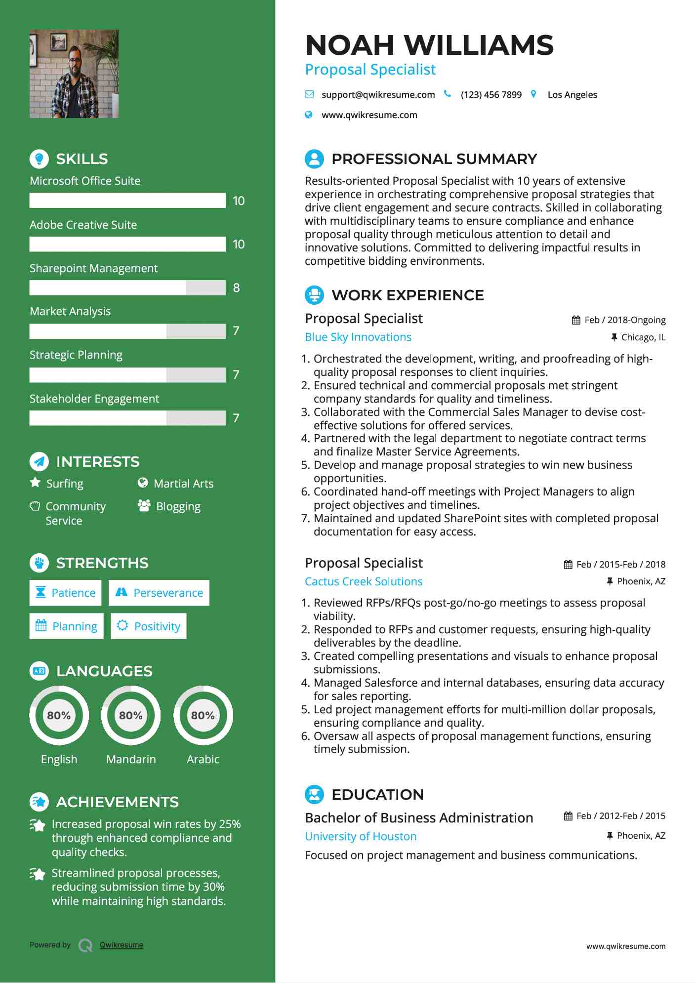 Proposal Specialist Resume Example