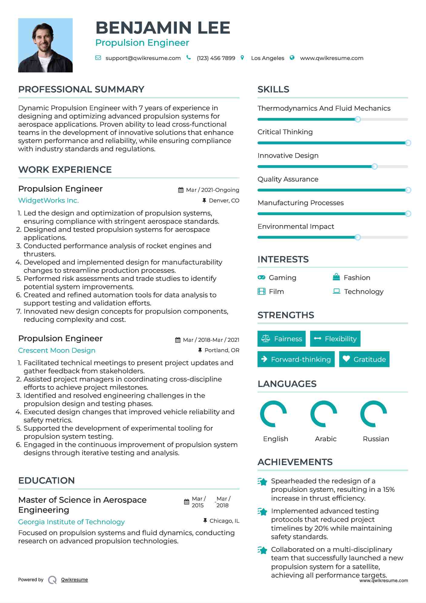Propulsion Engineer Resume Template
