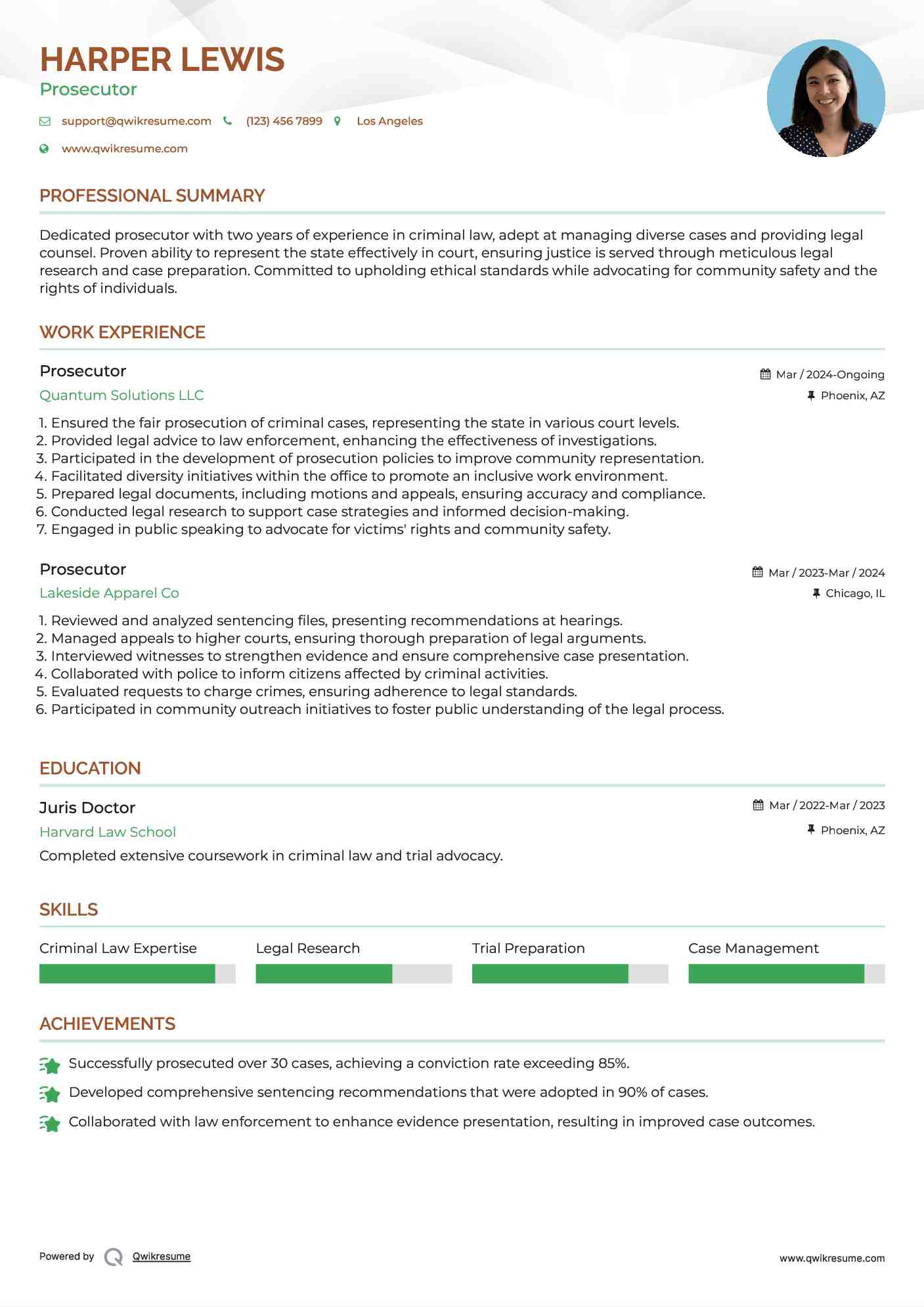Prosecutor Resume Model
