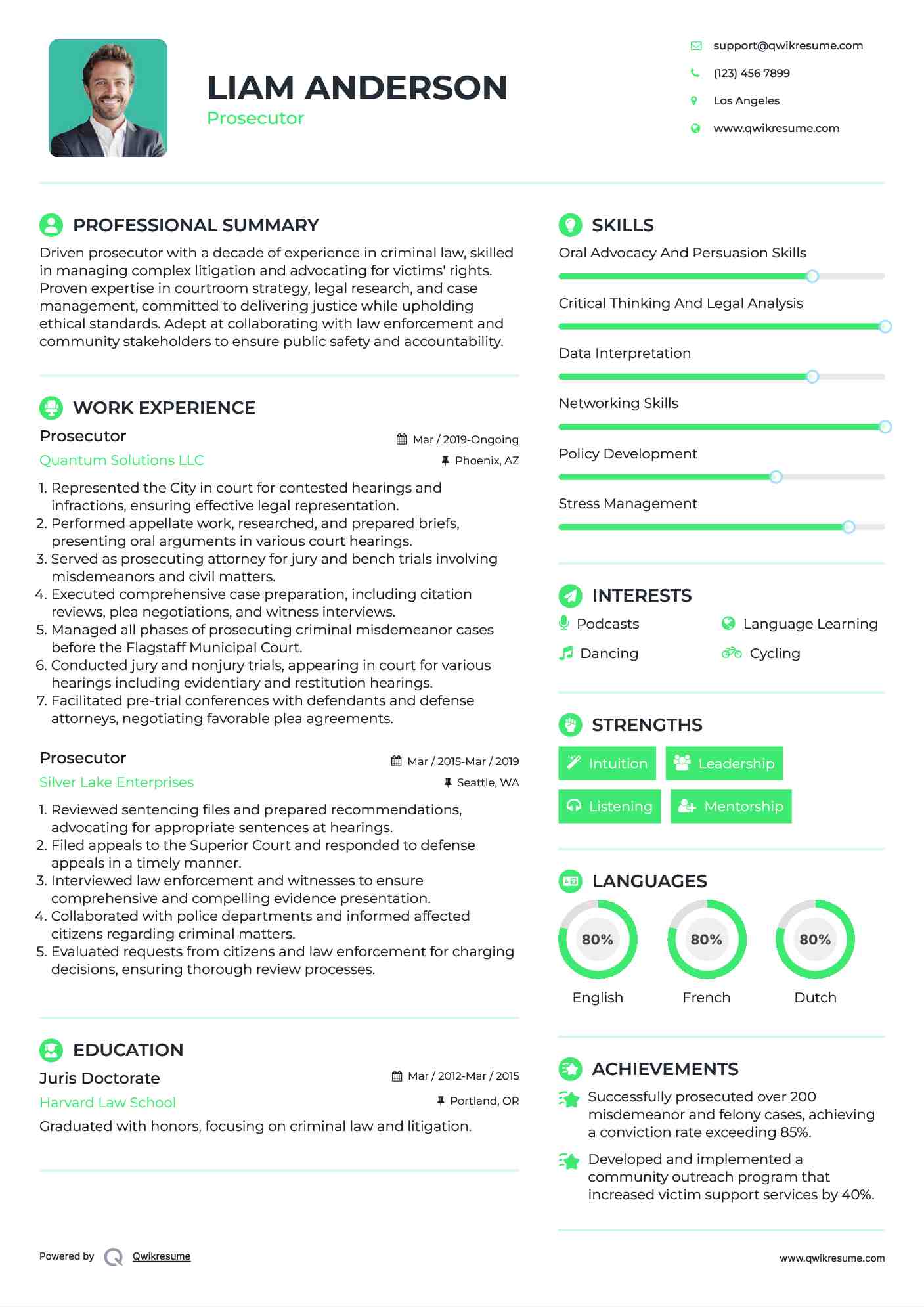 Prosecutor Resume Format