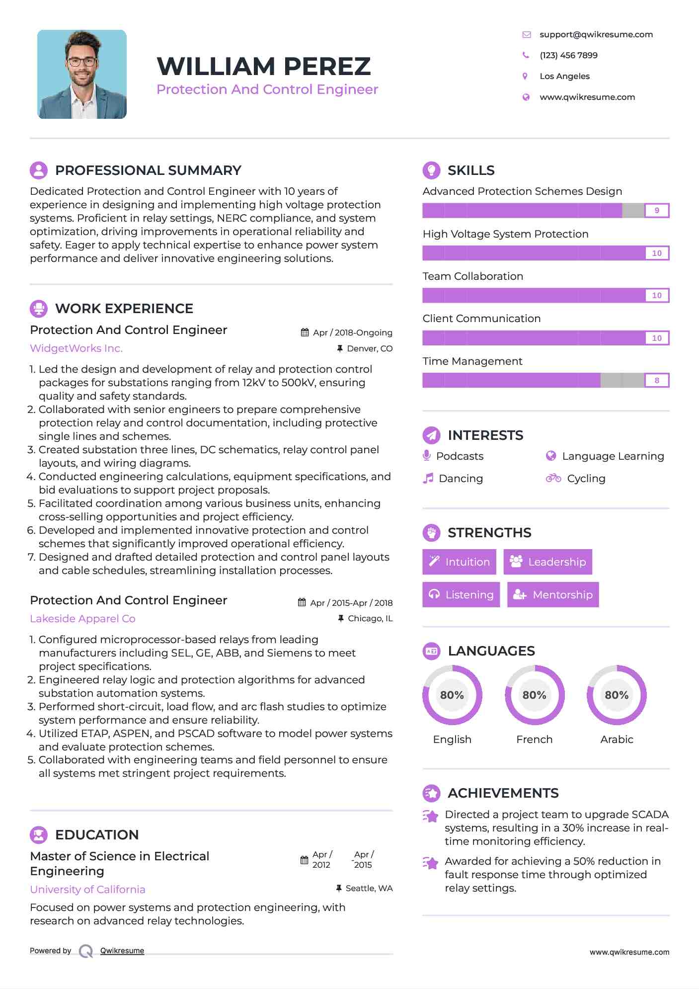 Protection And Control Engineer Resume Format