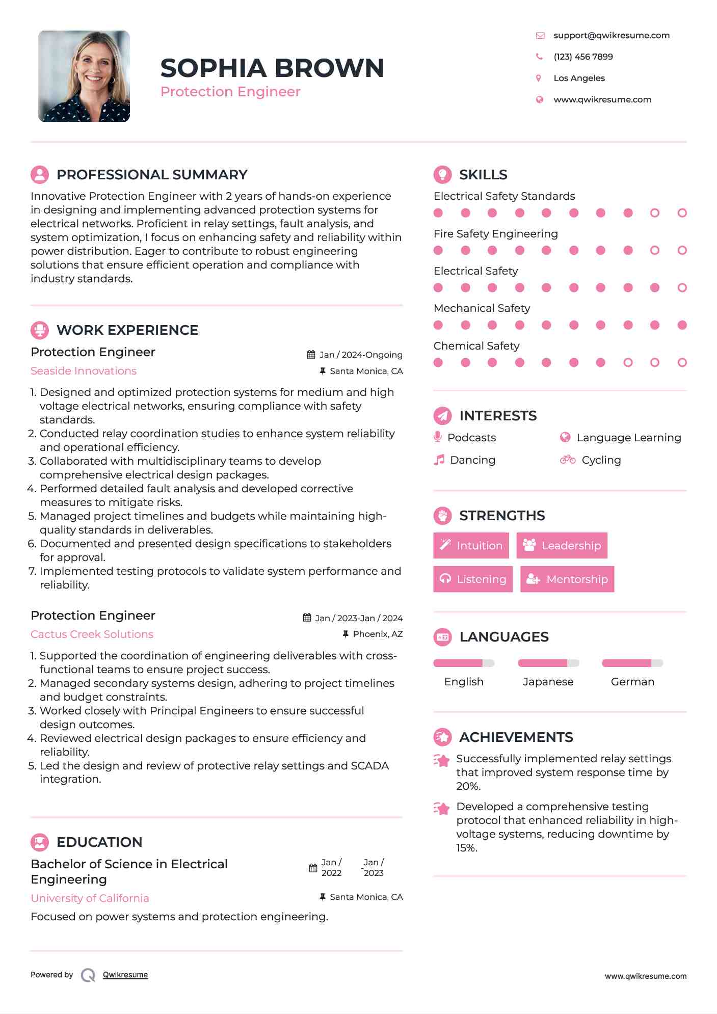 Protection Engineer Resume Template