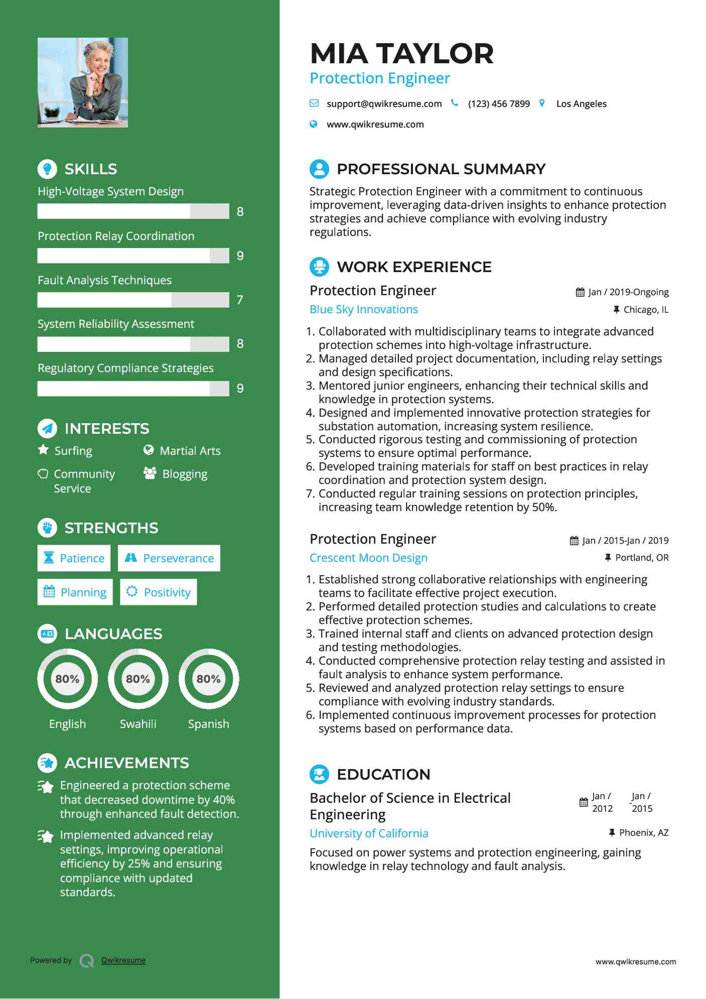 Protection Engineer Resume Samples QwikResume