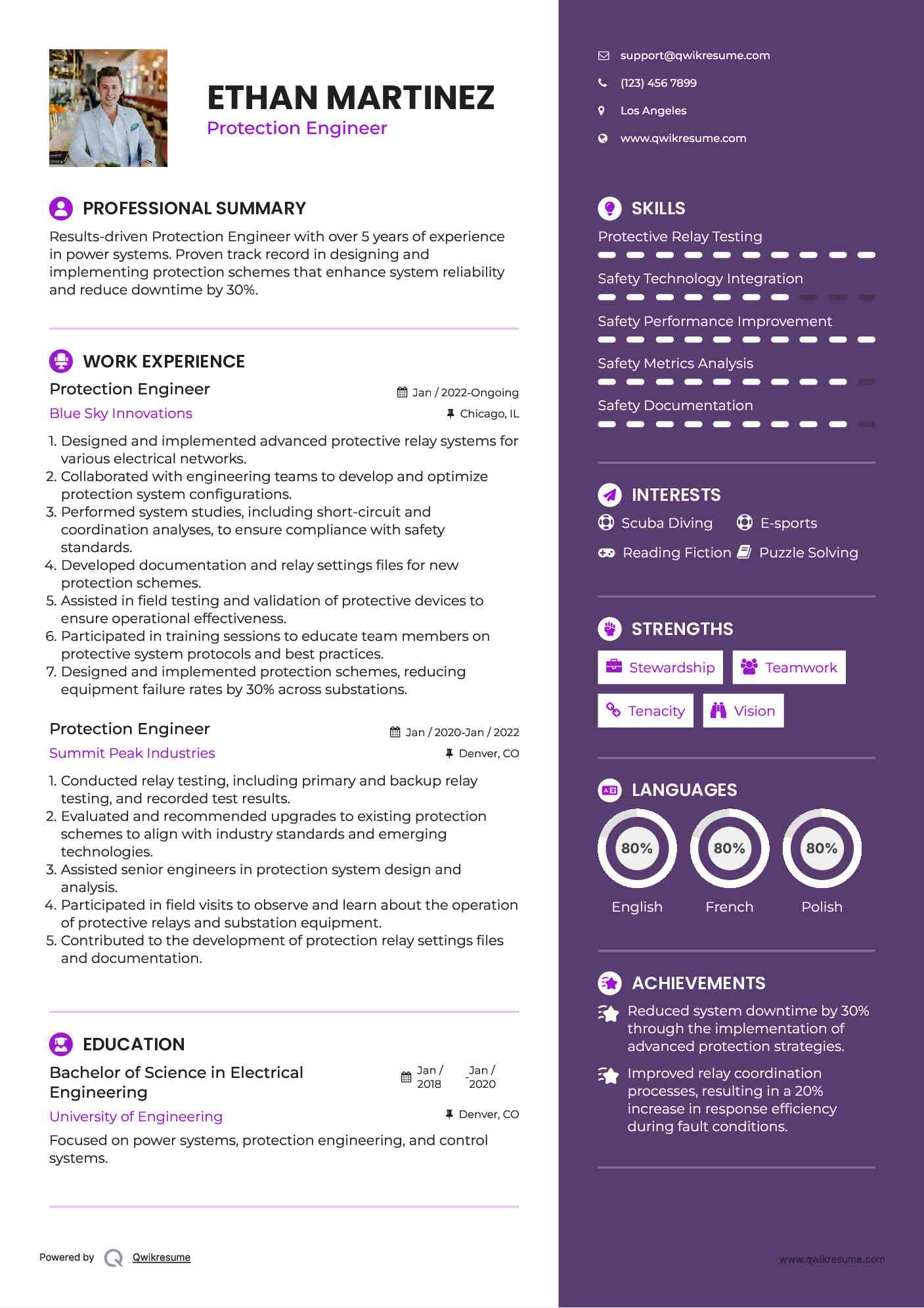 Protection Engineer Resume Samples QwikResume