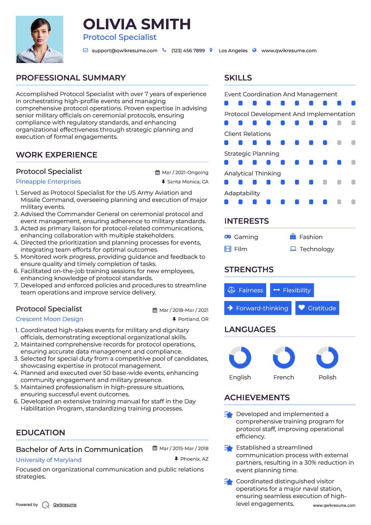 Protocol Specialist Resume Format