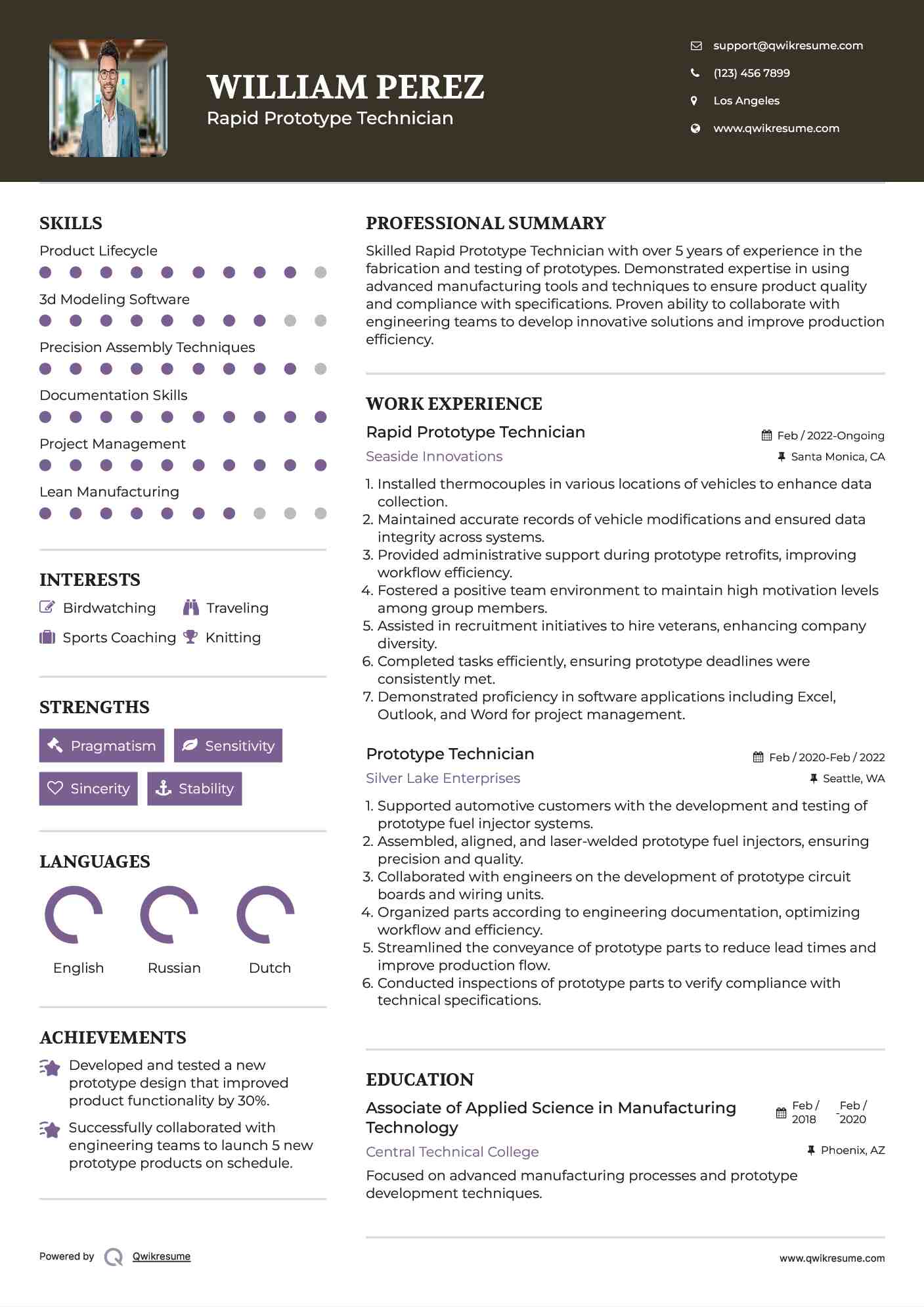 Rapid Prototype Technician Resume Model