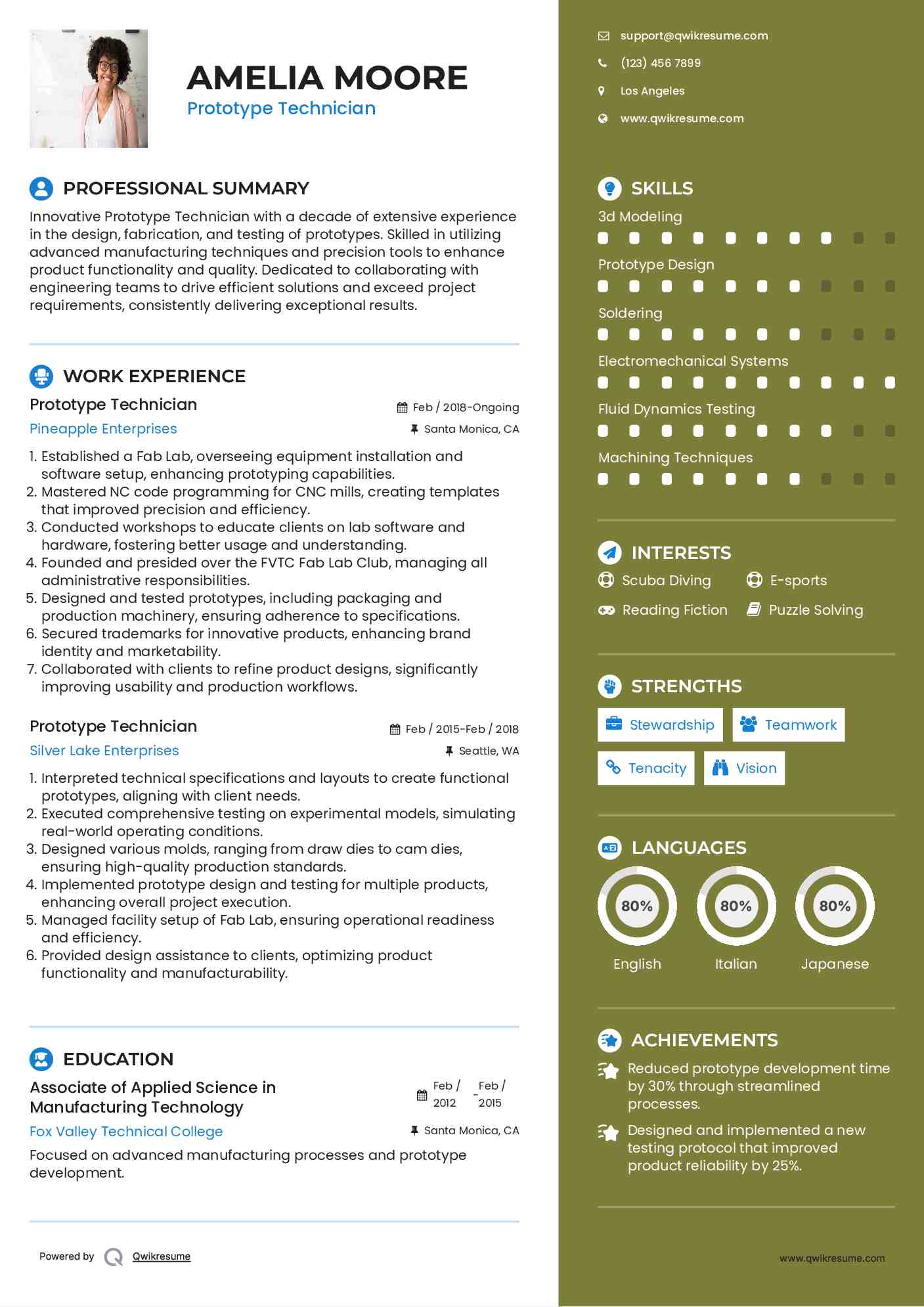 Prototype Technician Resume Format