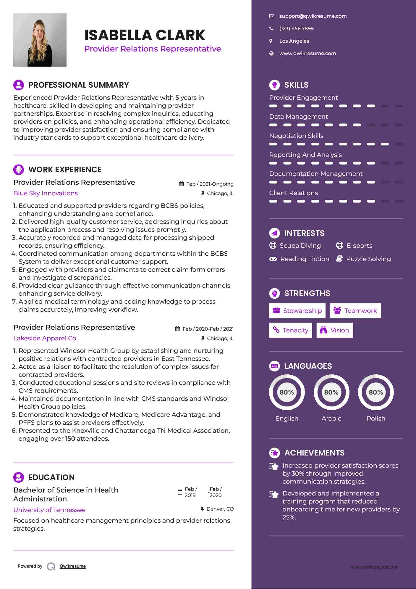 Provider Relations Representative Resume Format