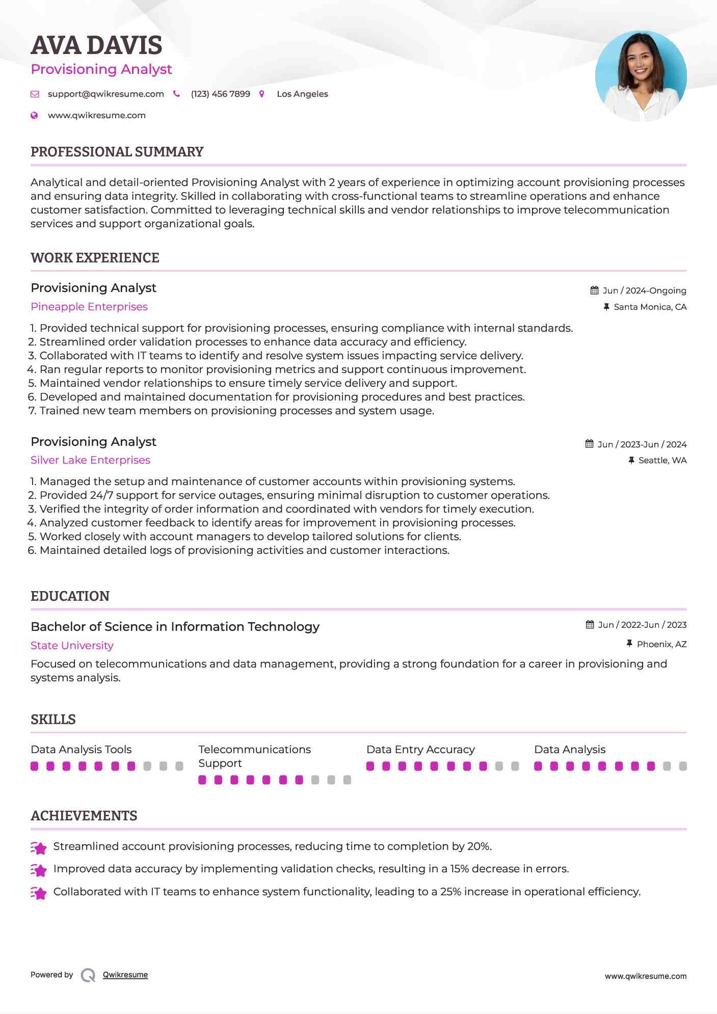 Provisioning Analyst Resume Format