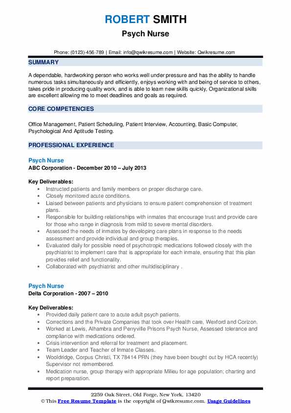 Psych Nurse Resume Samples QwikResume - Psych Nurse 1630743037 Pdf 