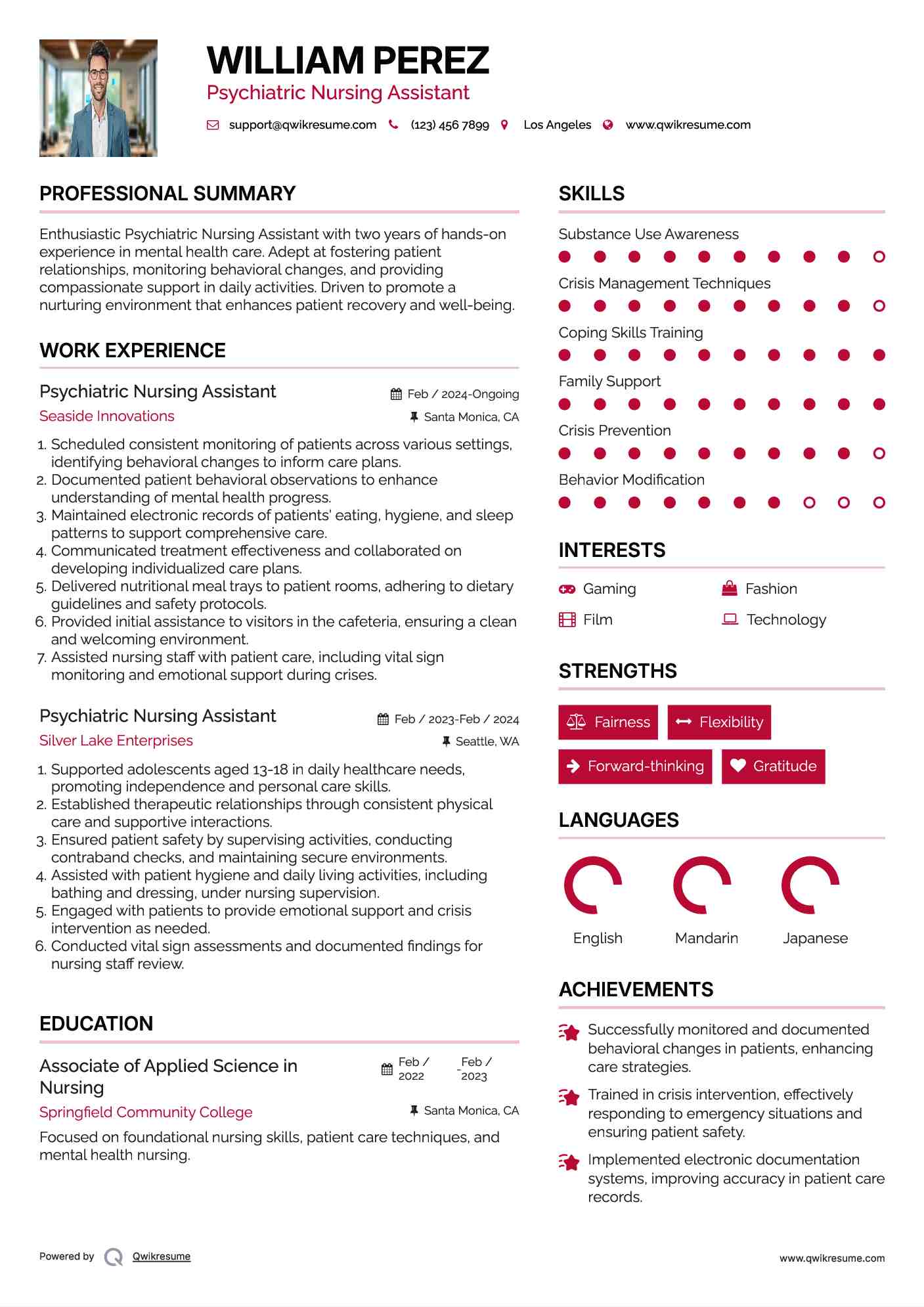 Psychiatric Nursing Assistant Resume Model