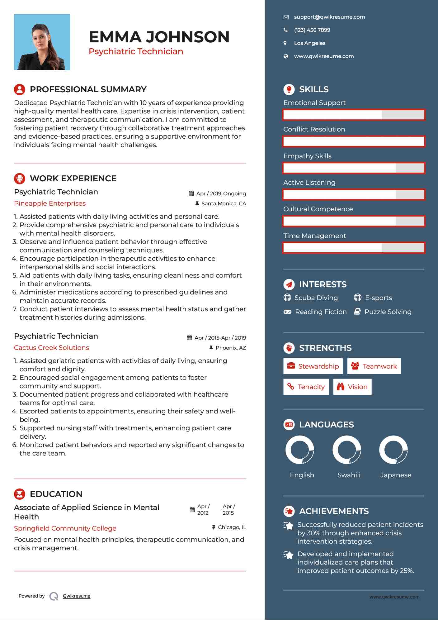 psychiatric technician resume samples qwikresume psychiatric technician resumes