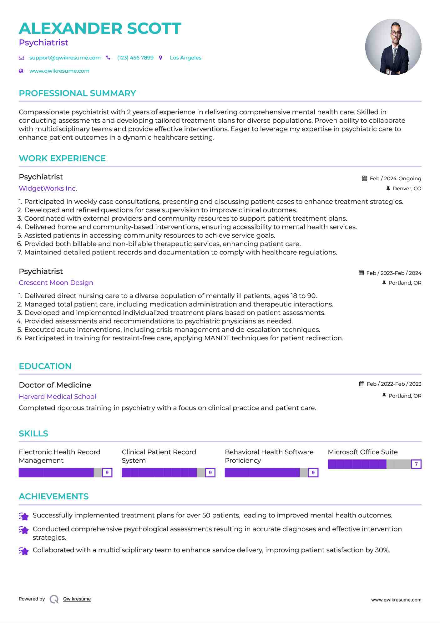 Psychiatrist Resume Template