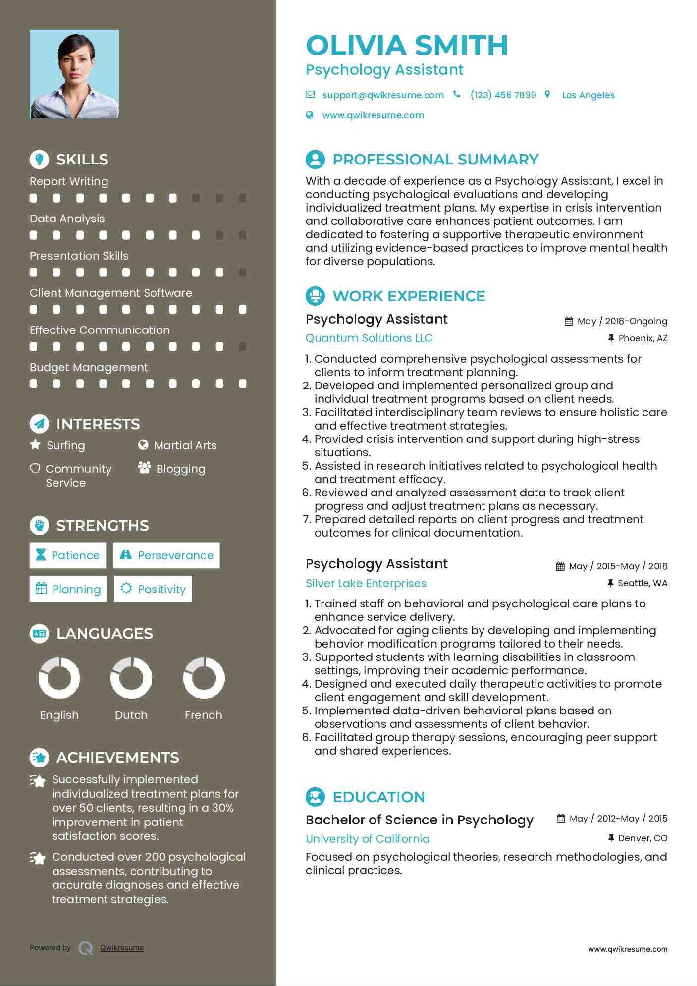 Psychology Assistant Resume Model