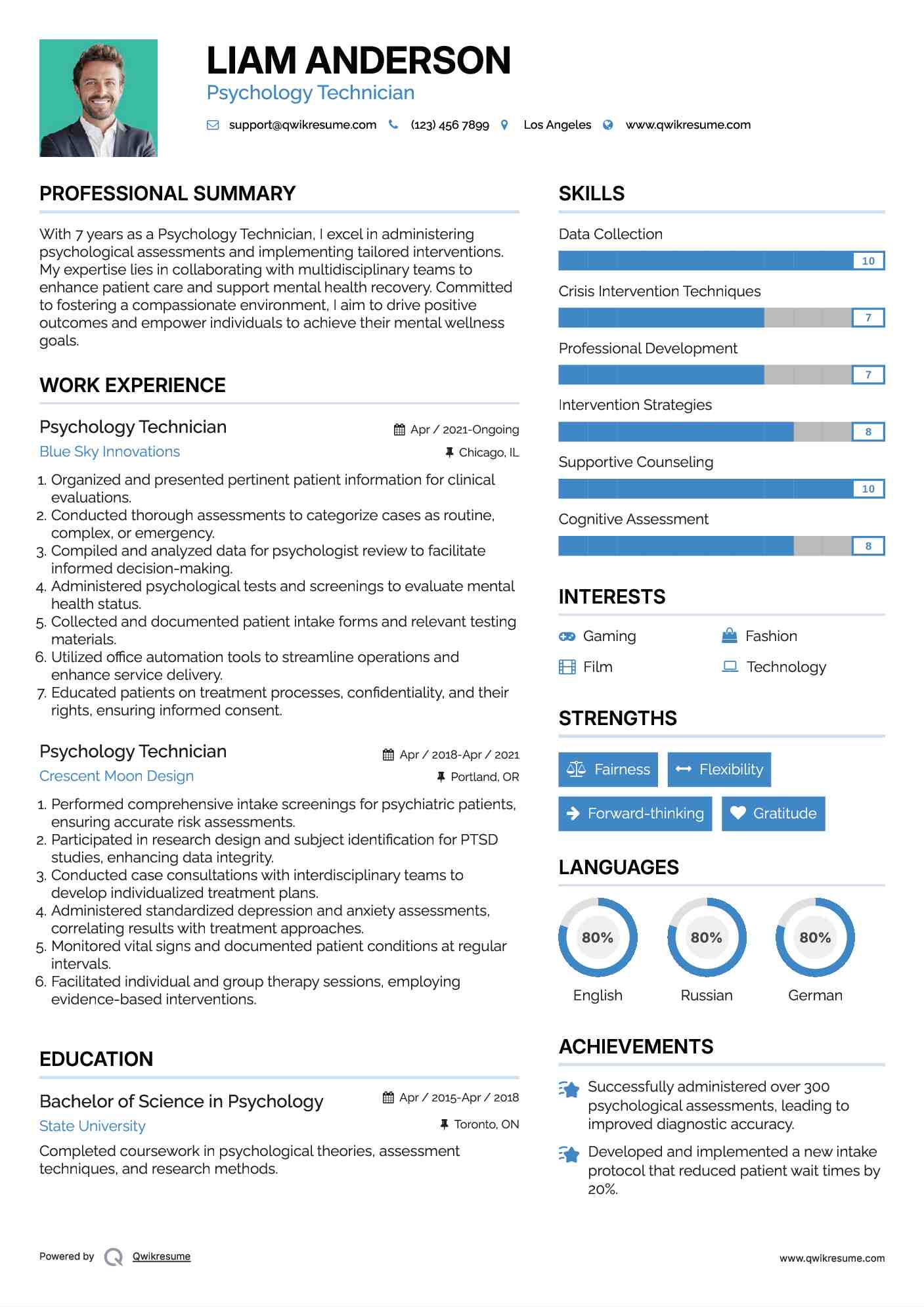 Psychology Technician Resume Samples QwikResume