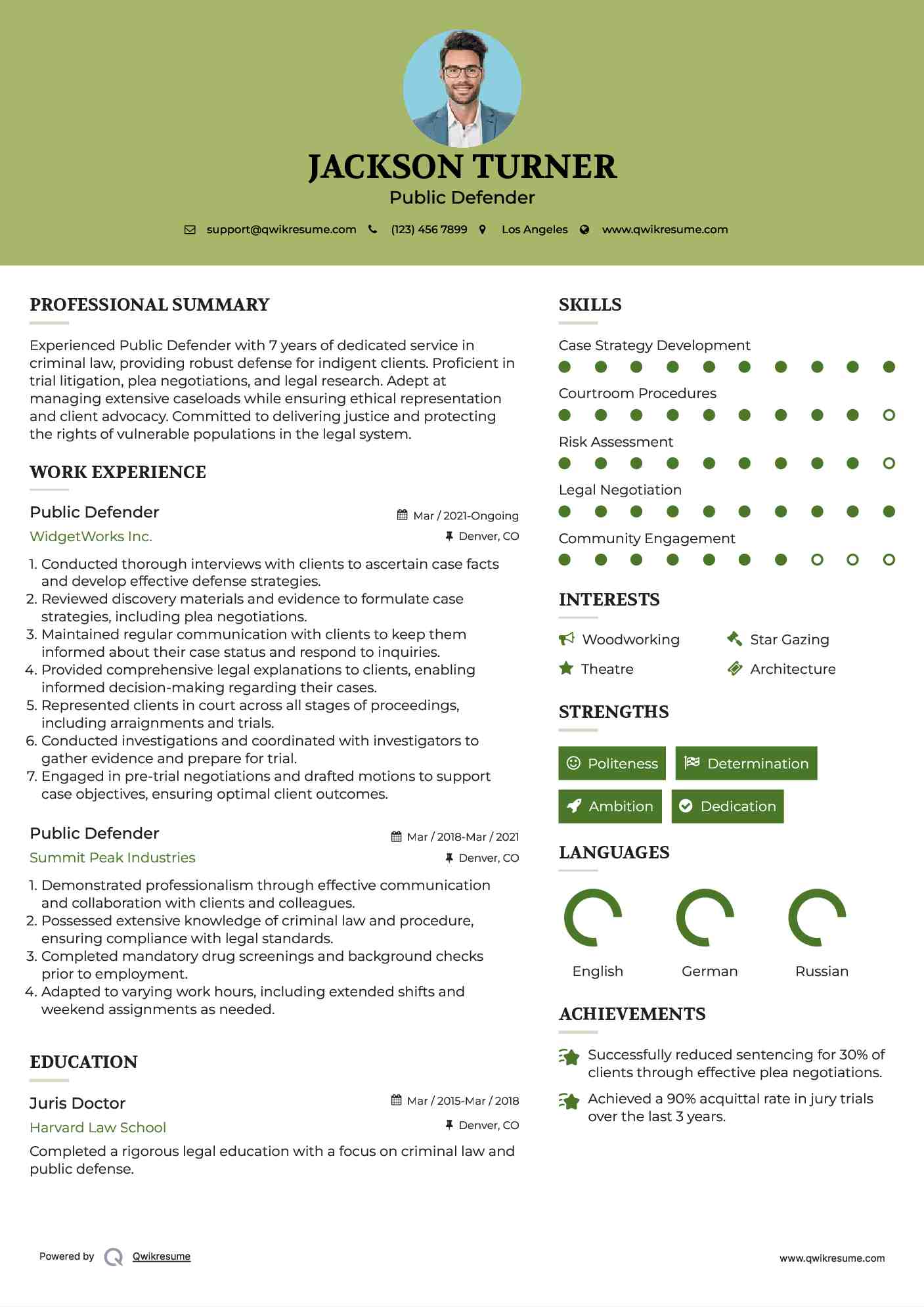 Public Defender Resume Model