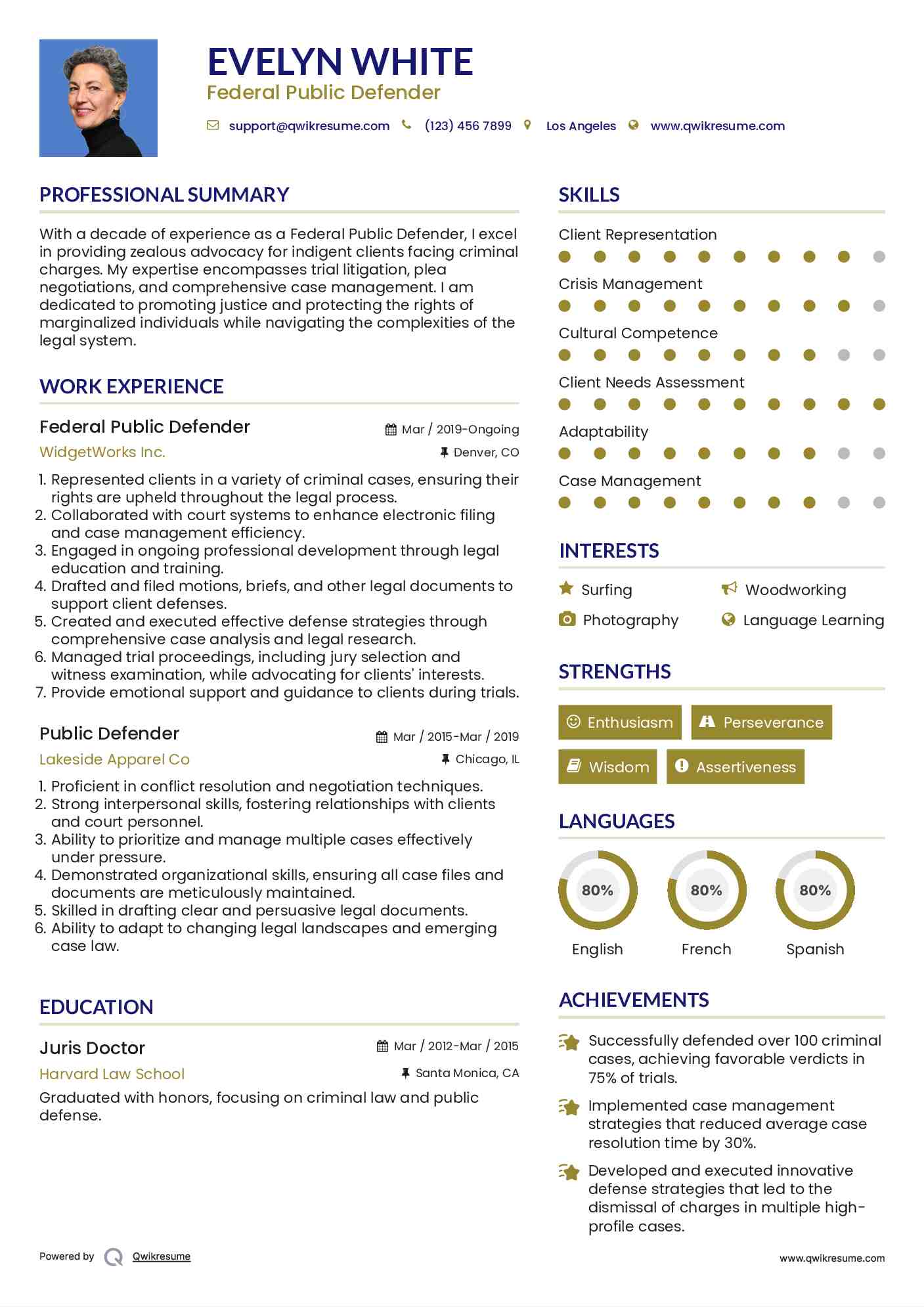 Federal Public Defender
 Resume Example