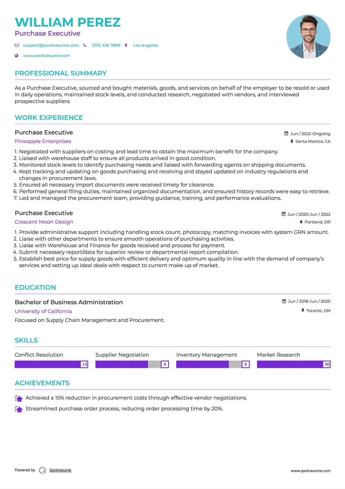 Purchase Executive Resume Format