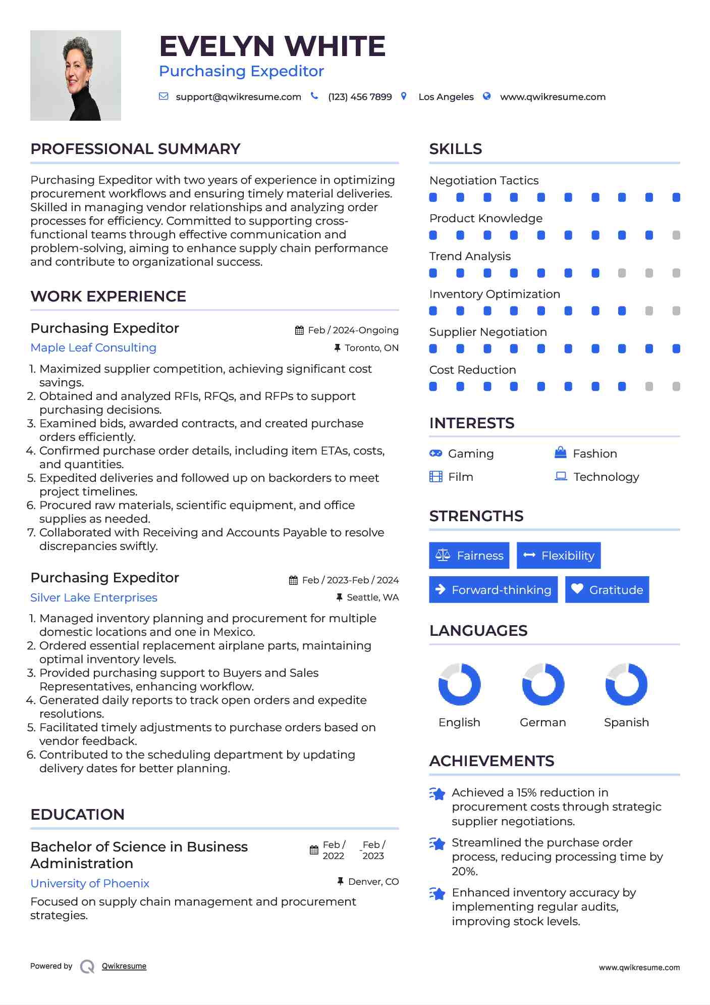 Purchasing Expeditor Resume Model