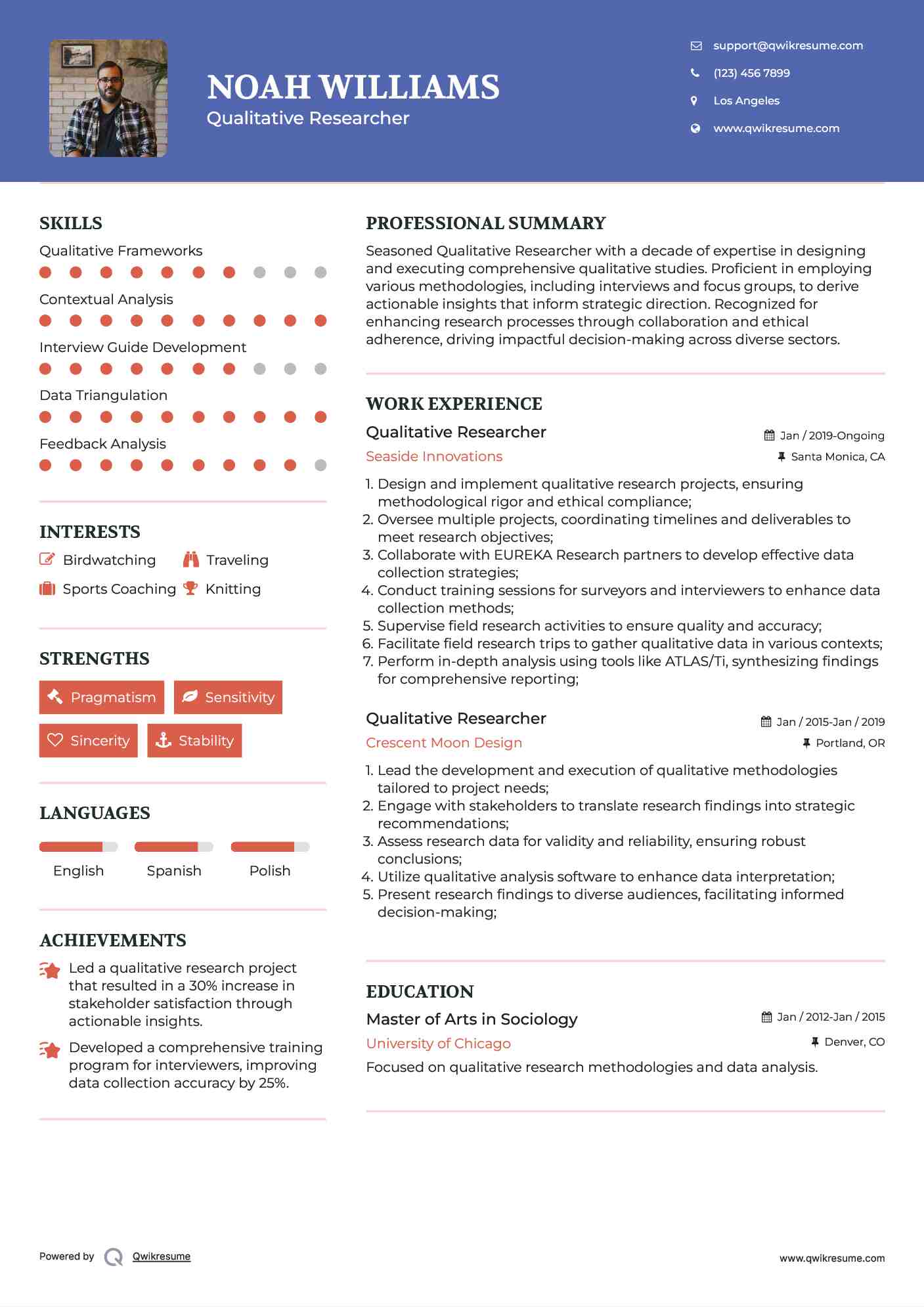 Qualitative Researcher Resume Format
