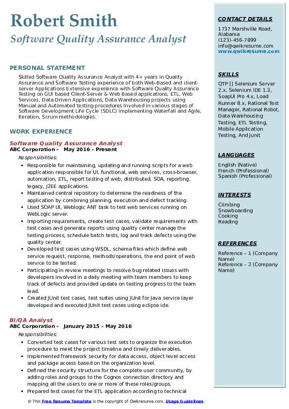 Quality Assurance Analyst Resume - Quality Assurance Analyst 1561116477 Pdf