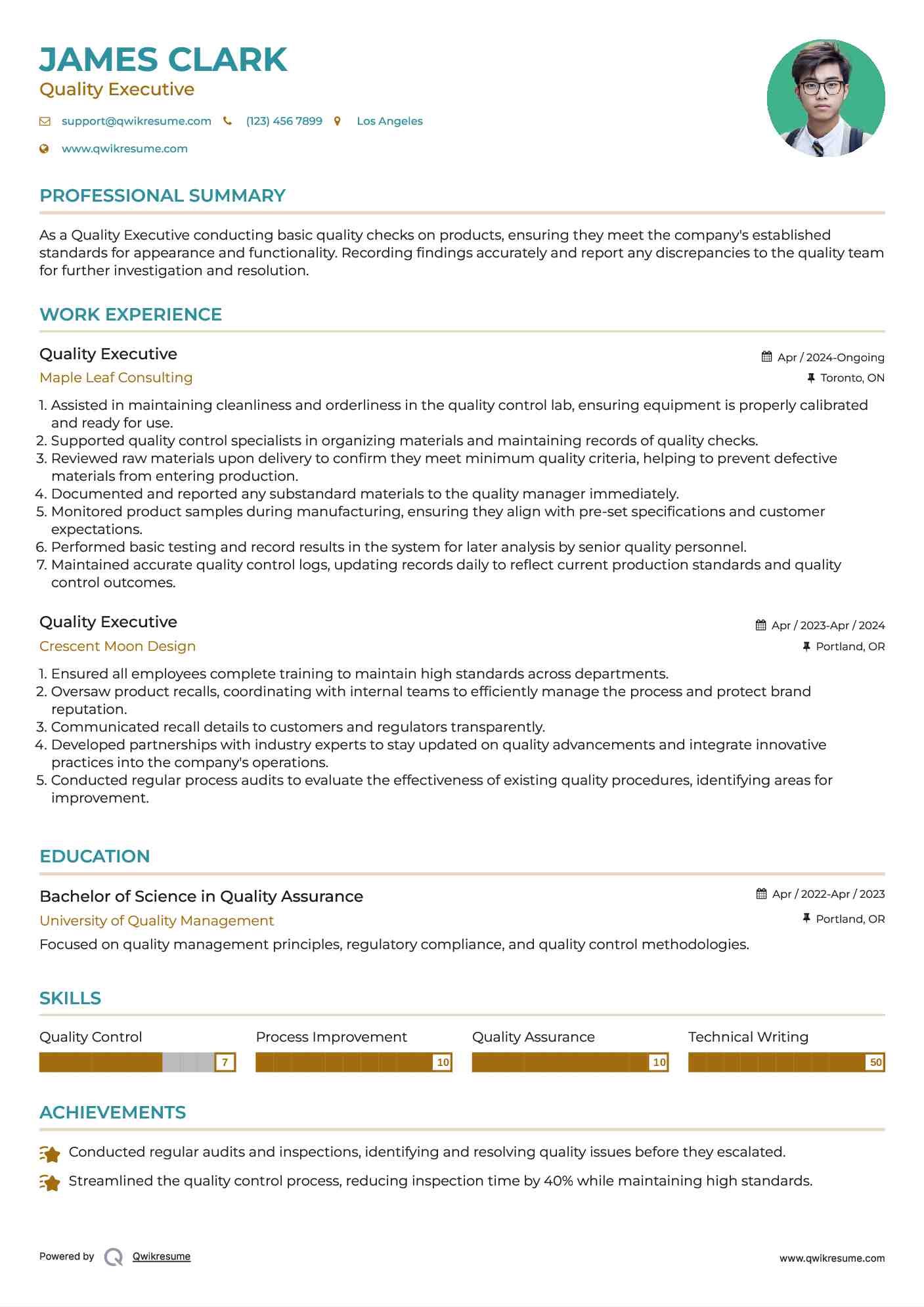 Quality Executive Resume Format