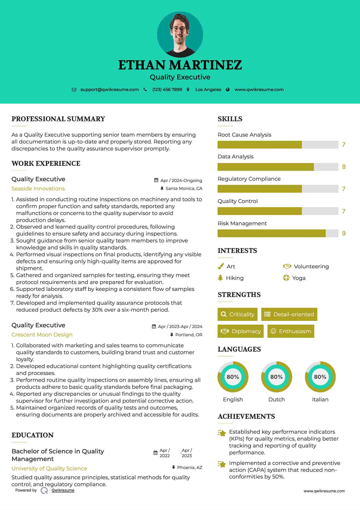 Quality Executive Resume Format