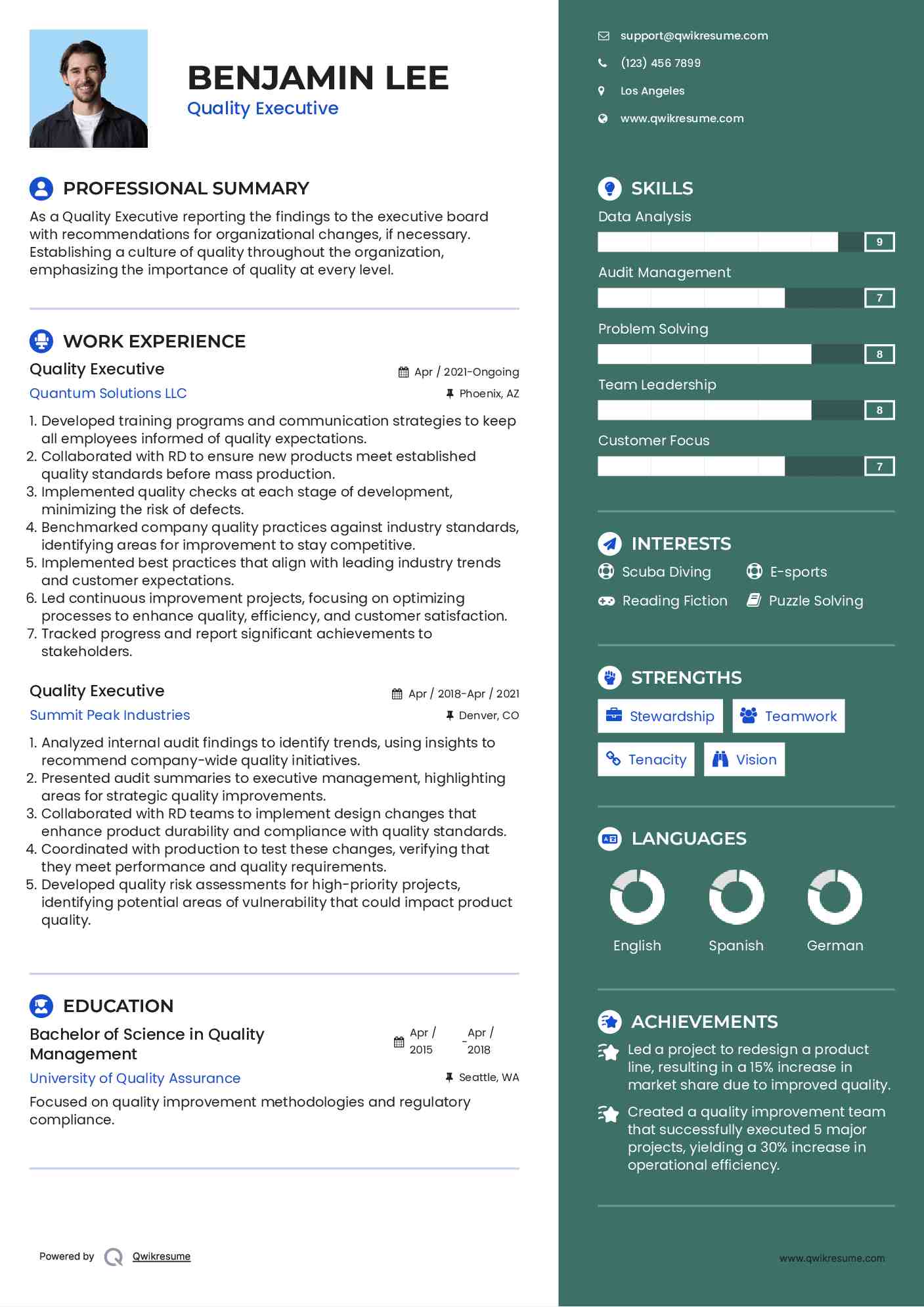 Quality Executive Resume Format