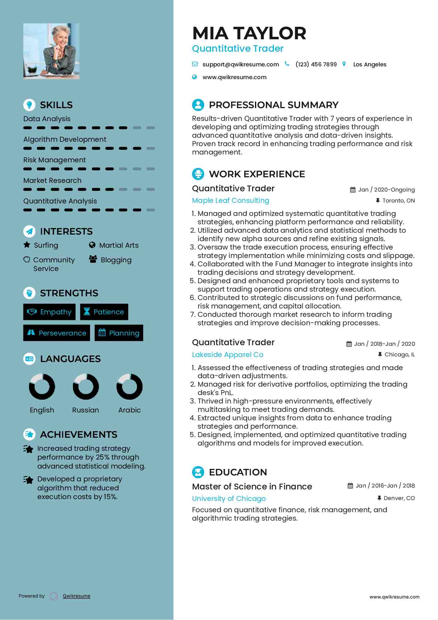 10+ Quantitative Trader Resume Samples & Templates for 2025