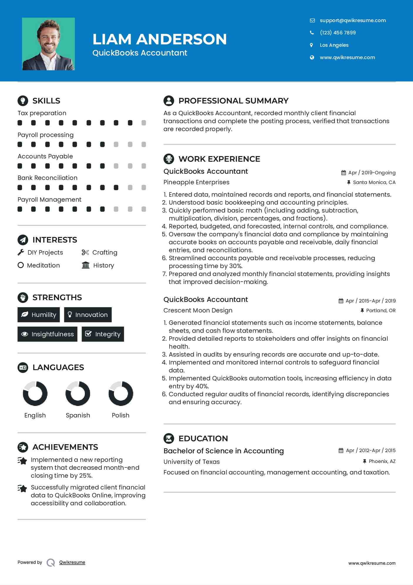 QuickBooks Accountant Resume Template