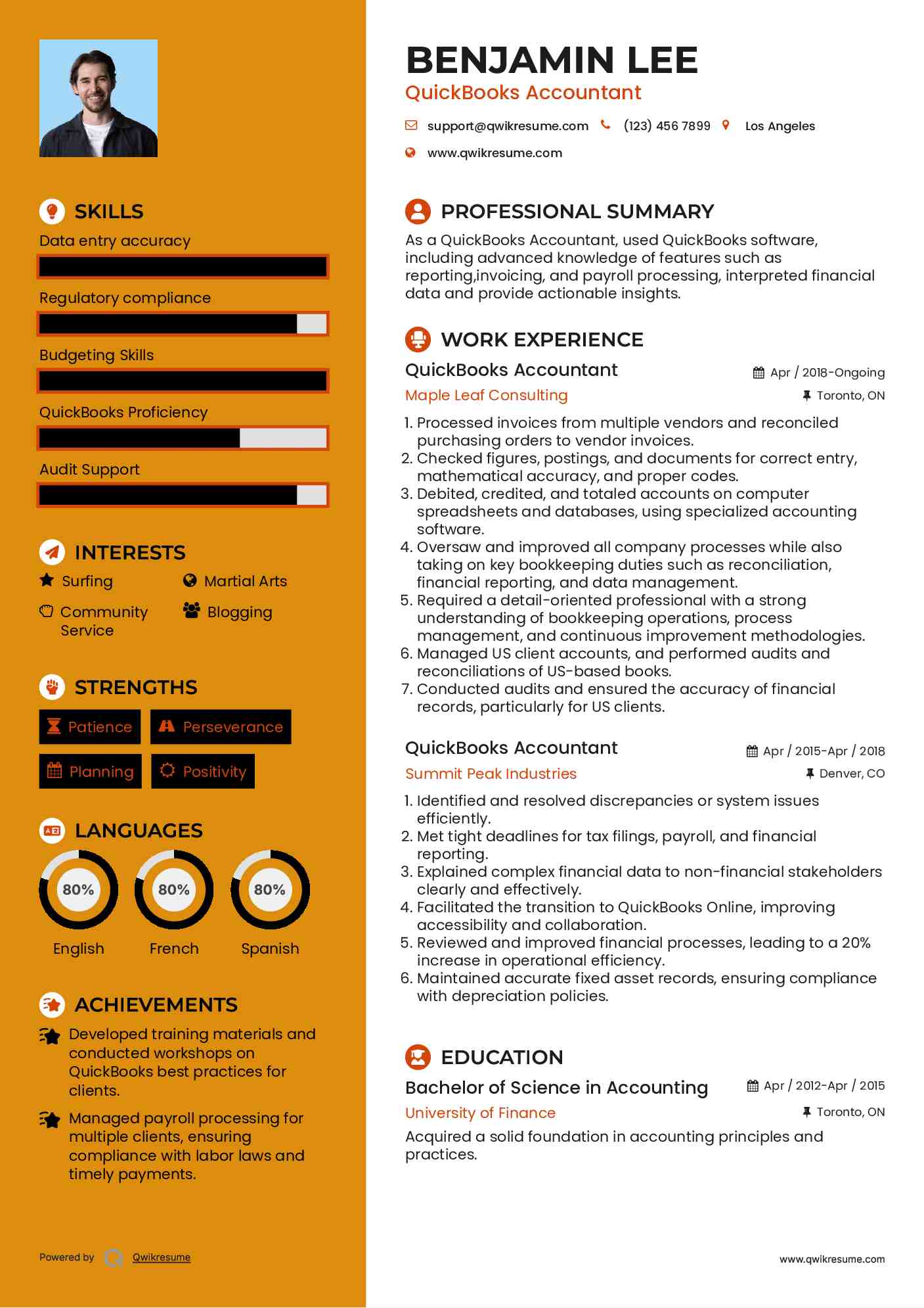 QuickBooks Accountant Resume Template