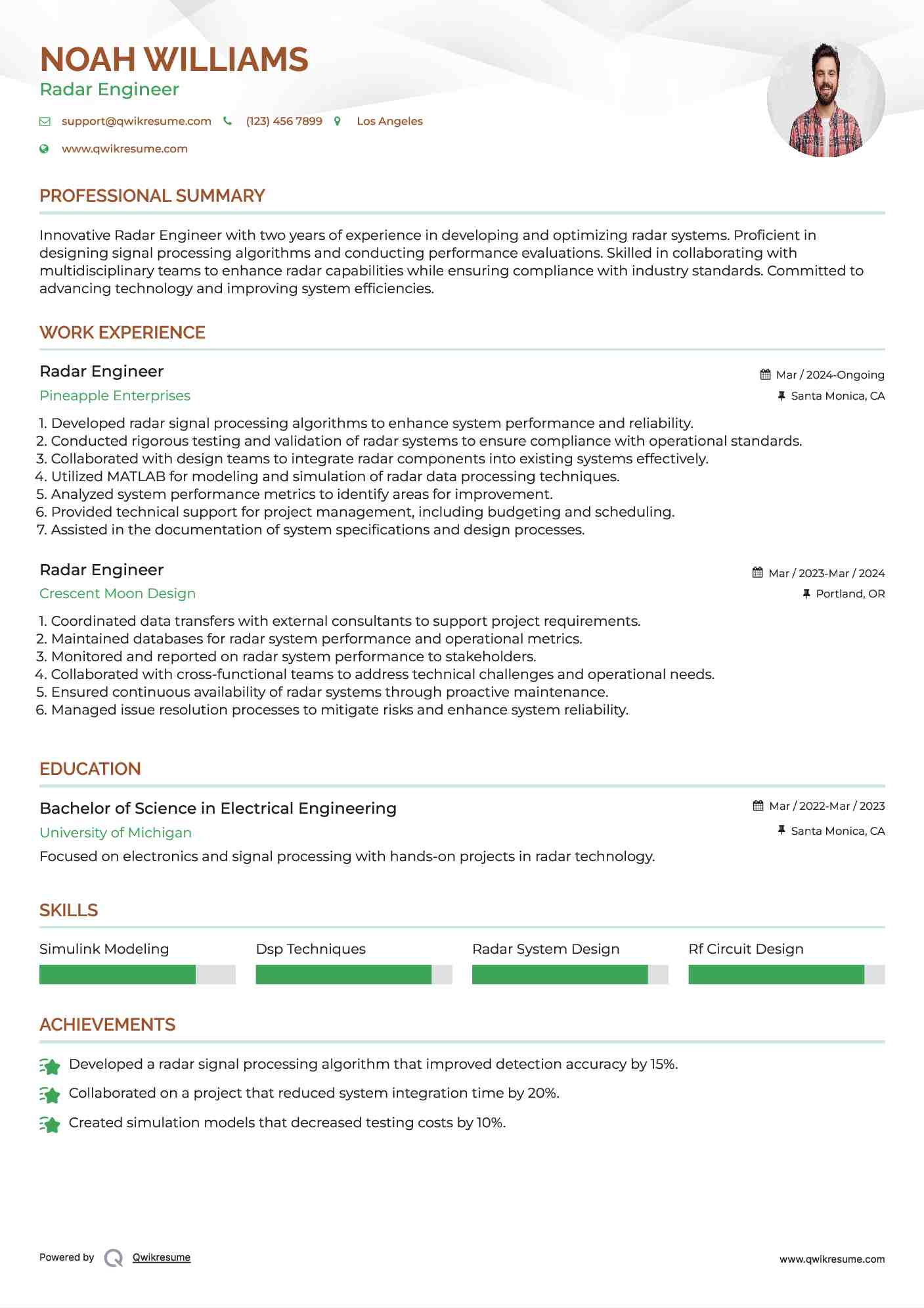 Radar Engineer Resume Template