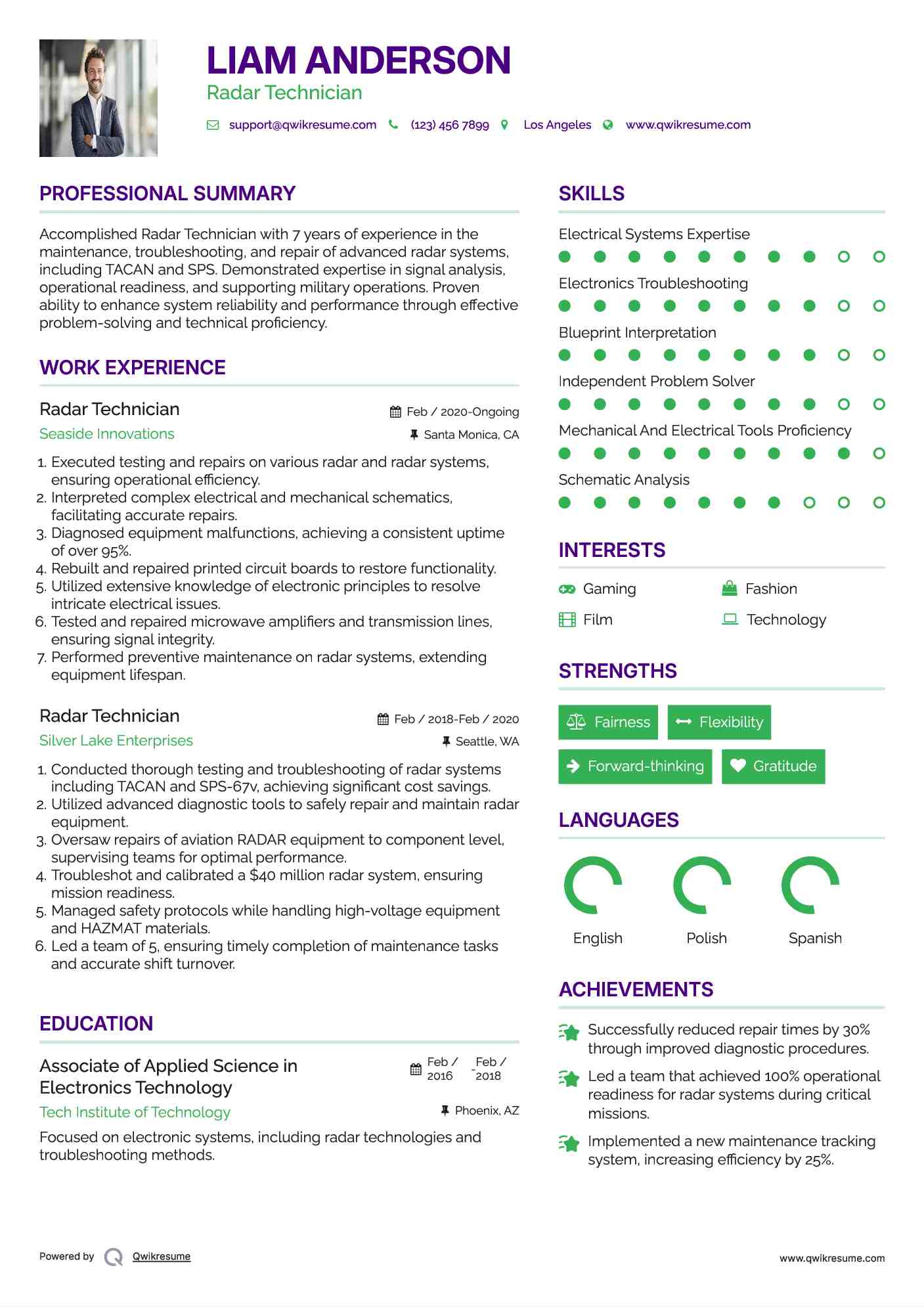Radar Technician Resume Model
