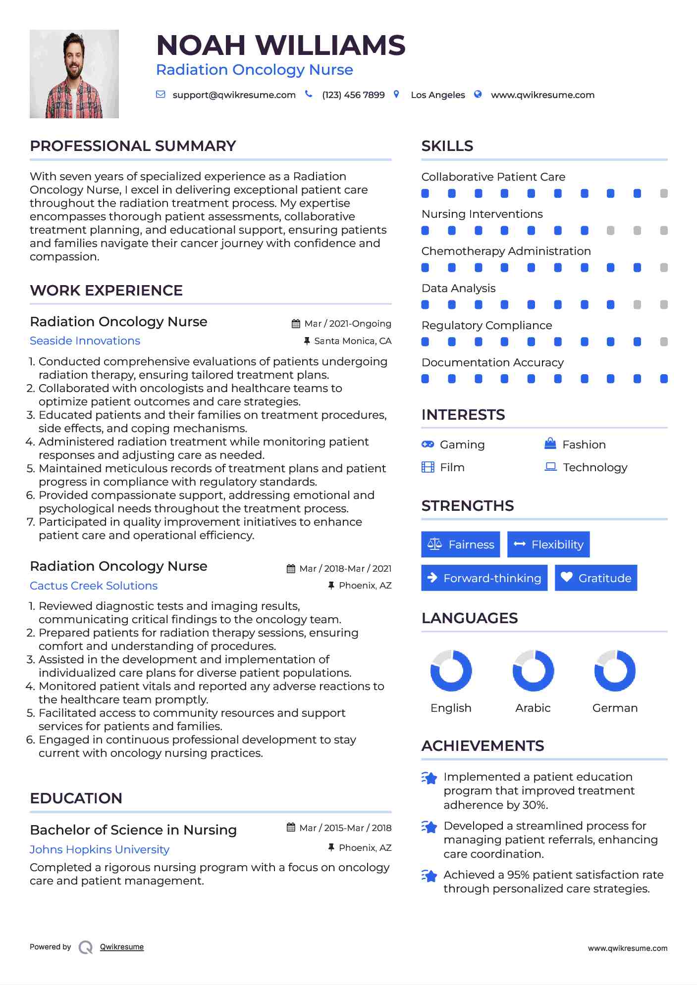 Radiation Oncology Nurse Resume Sample