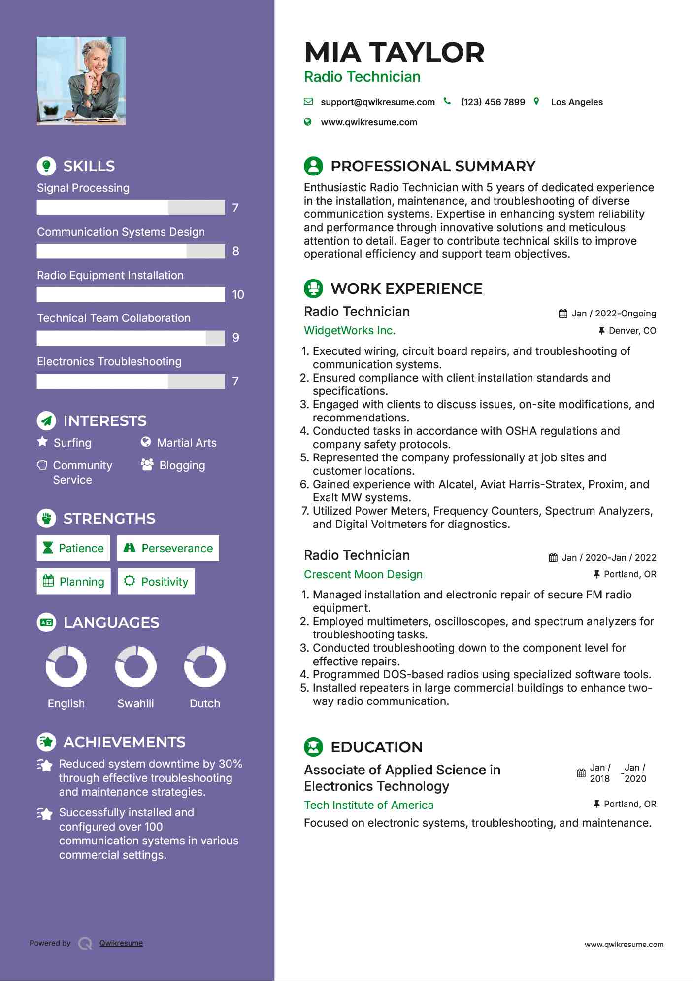 Radio Technician Resume Format