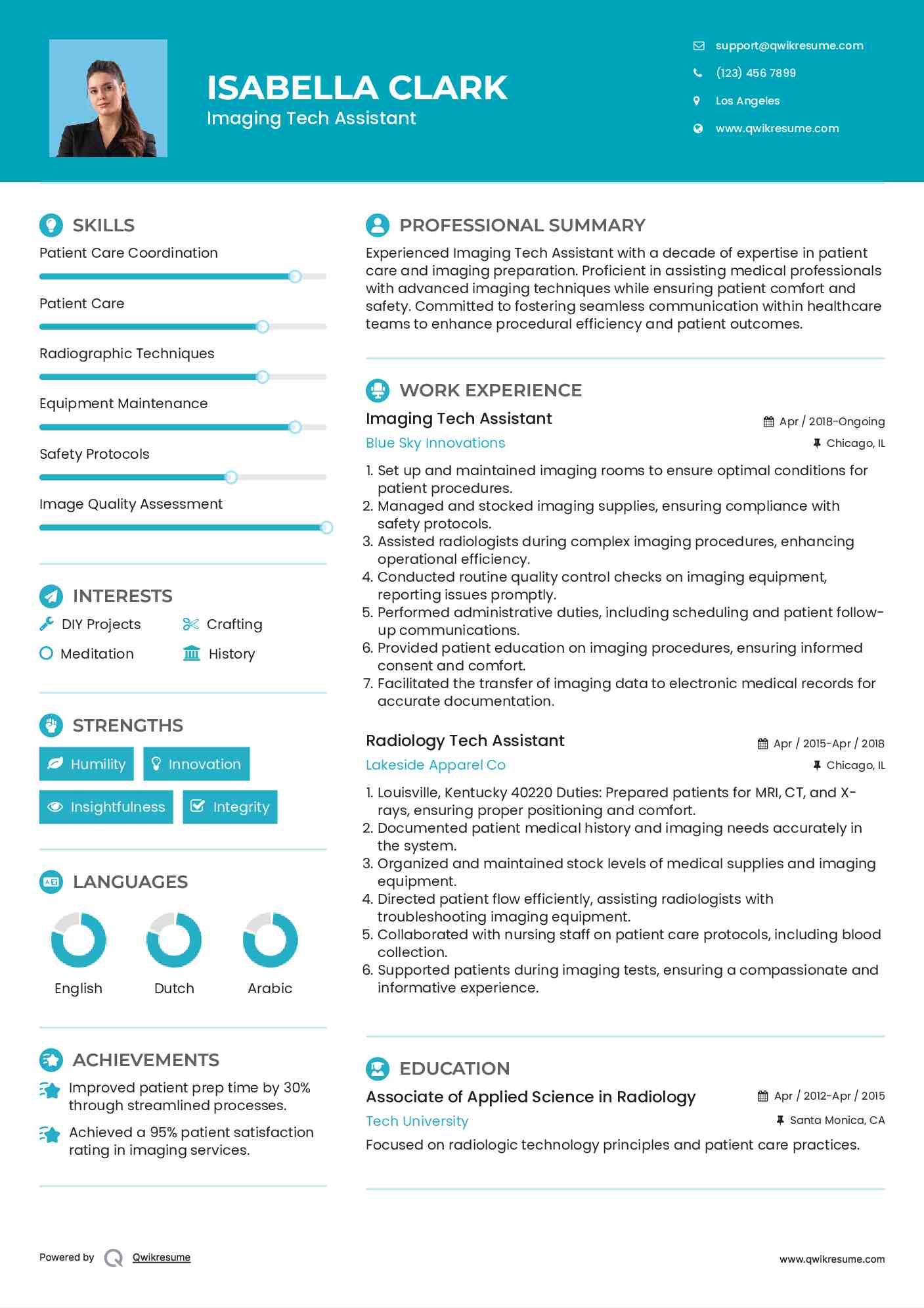 Imaging Tech Assistant Resume Template