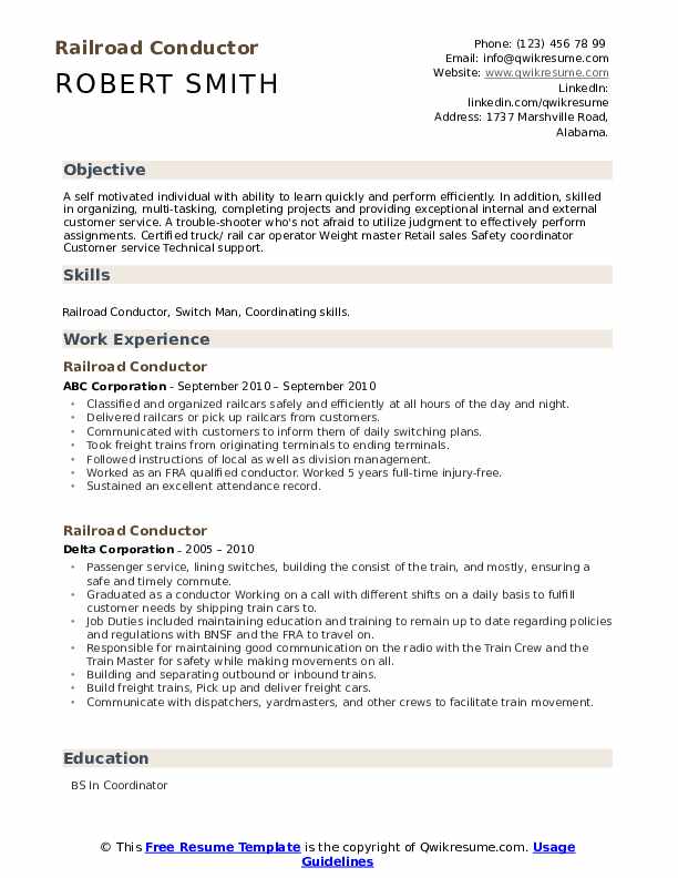 Railroad Conductor Resume Samples - Railroad Conductor 1598936957 Pdf 