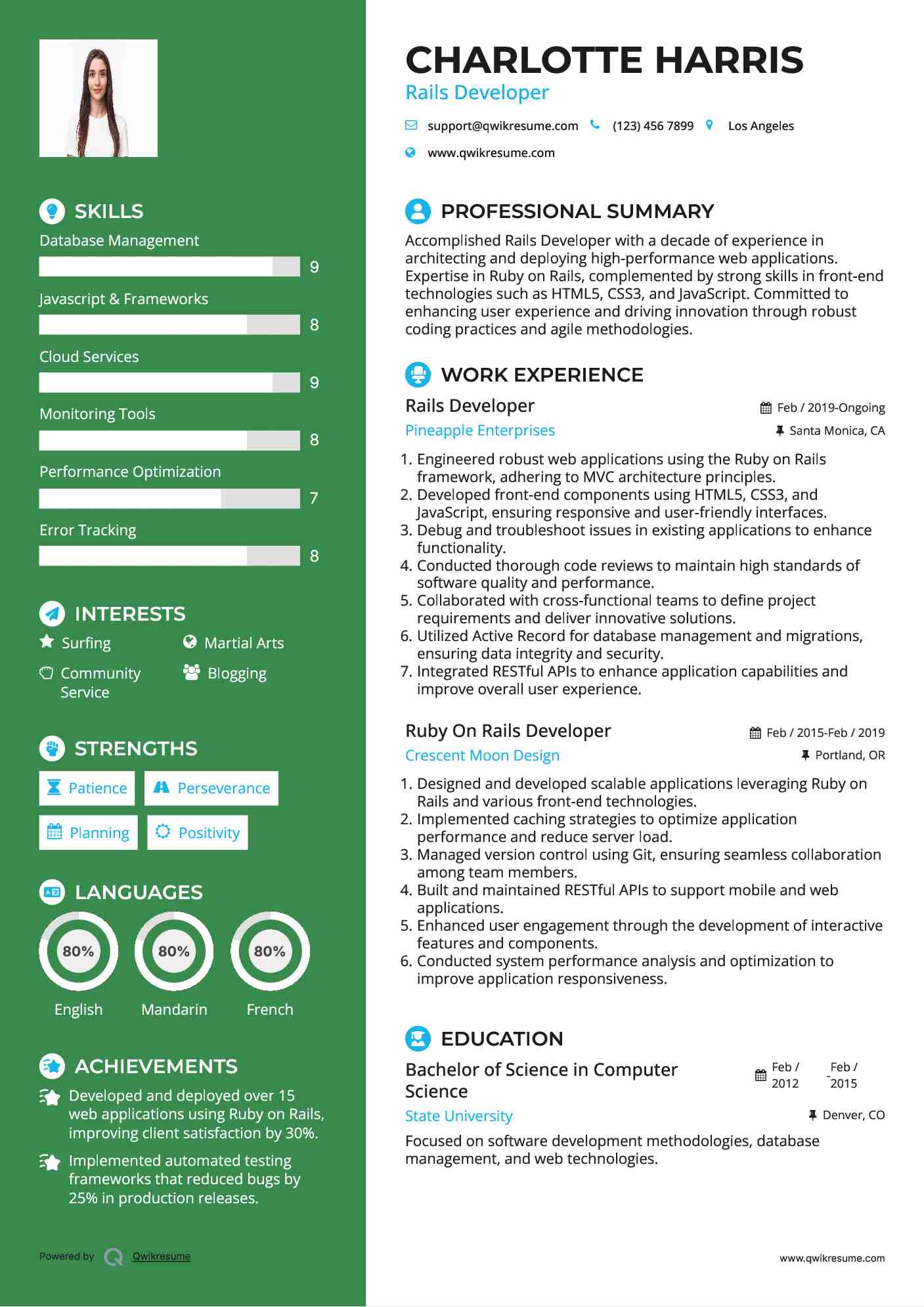 Rails Developer Resume Template