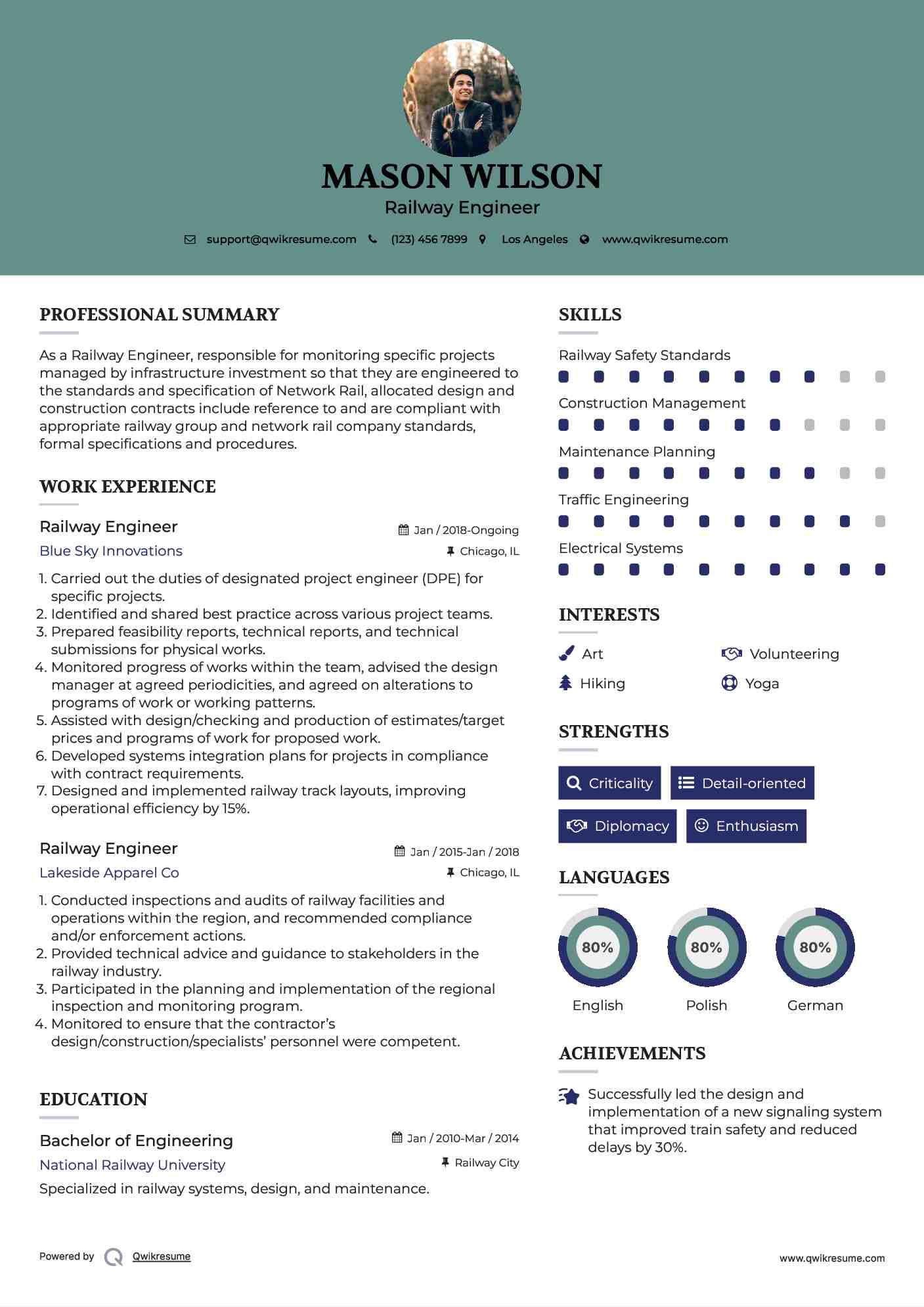 Railway Engineer Resume Template