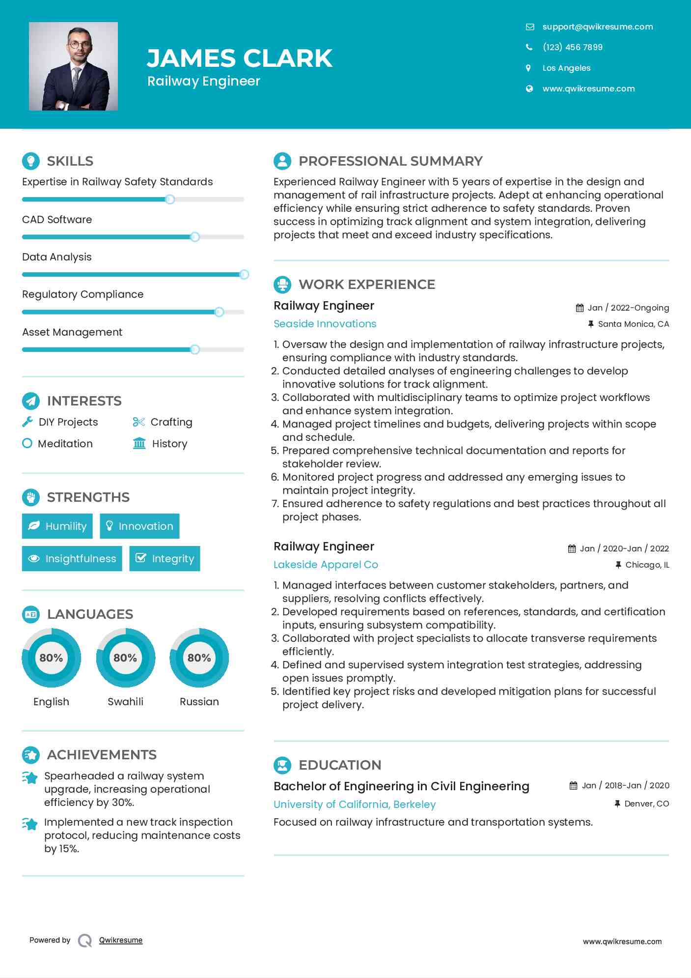 Railway Engineer Resume Template