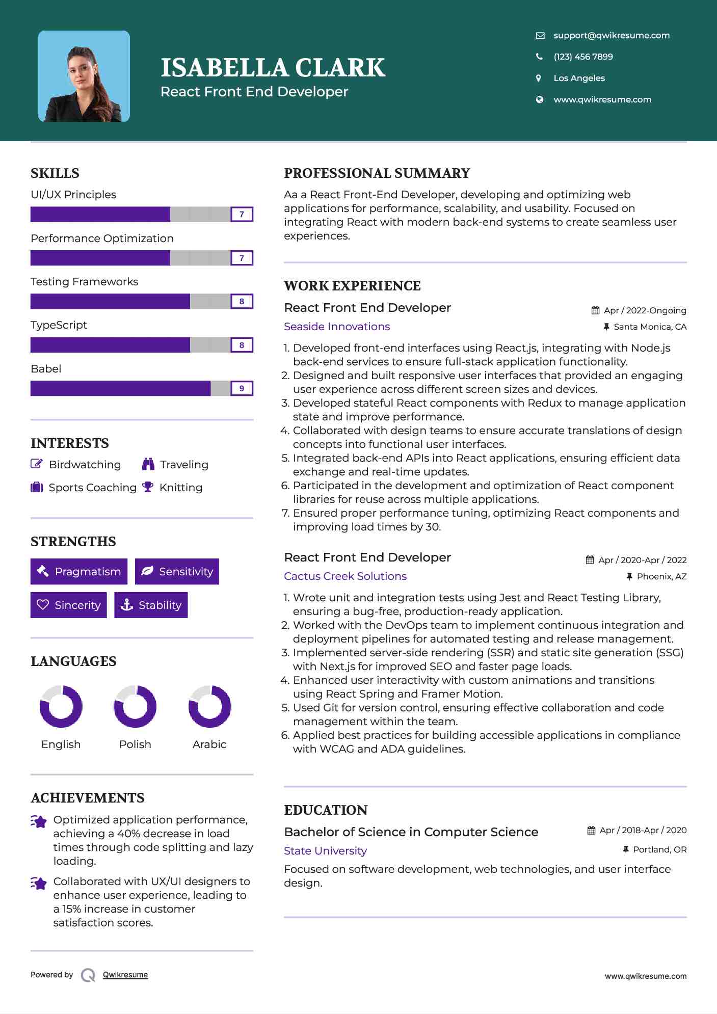 10+ React Front End Developer Resume Samples & Templates for 2025