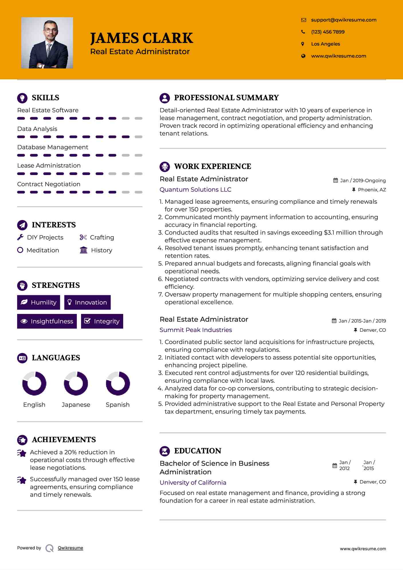 Real Estate Administrator Resume Example