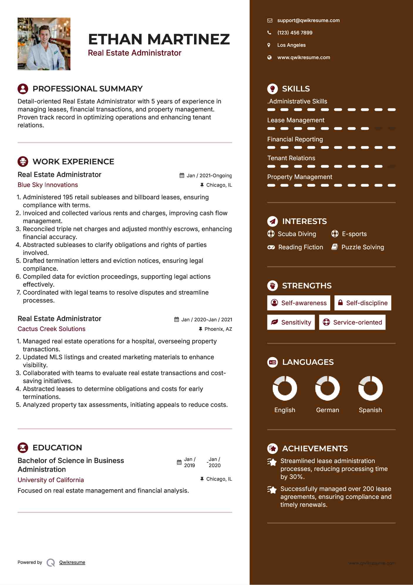 Real Estate Administrator Resume Model