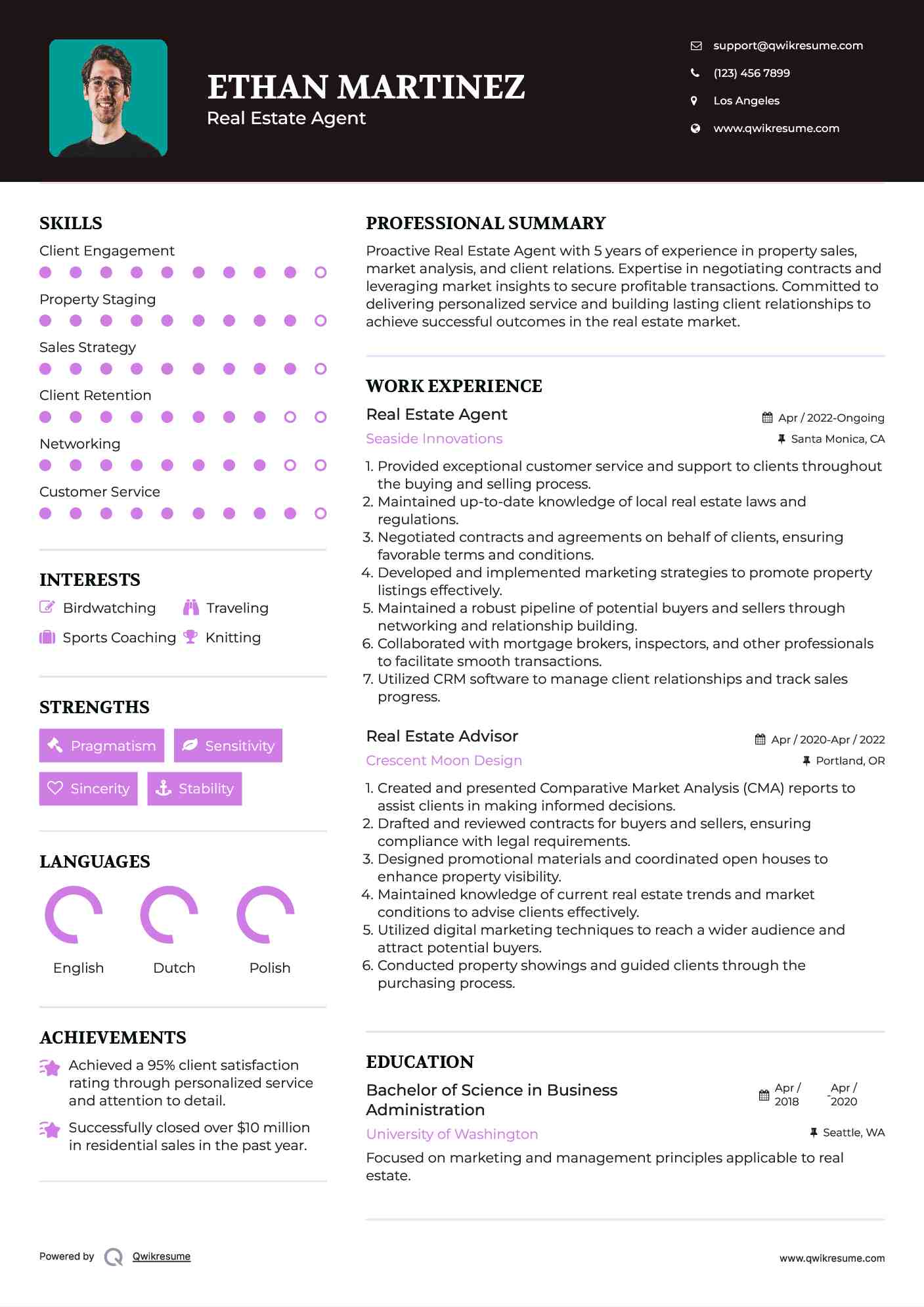 Real Estate Agent Resume Example