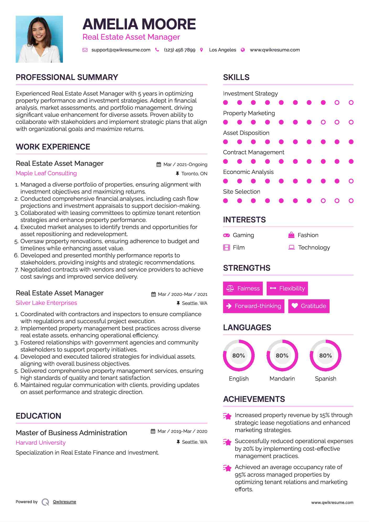 Real Estate Asset Manager Resume Example